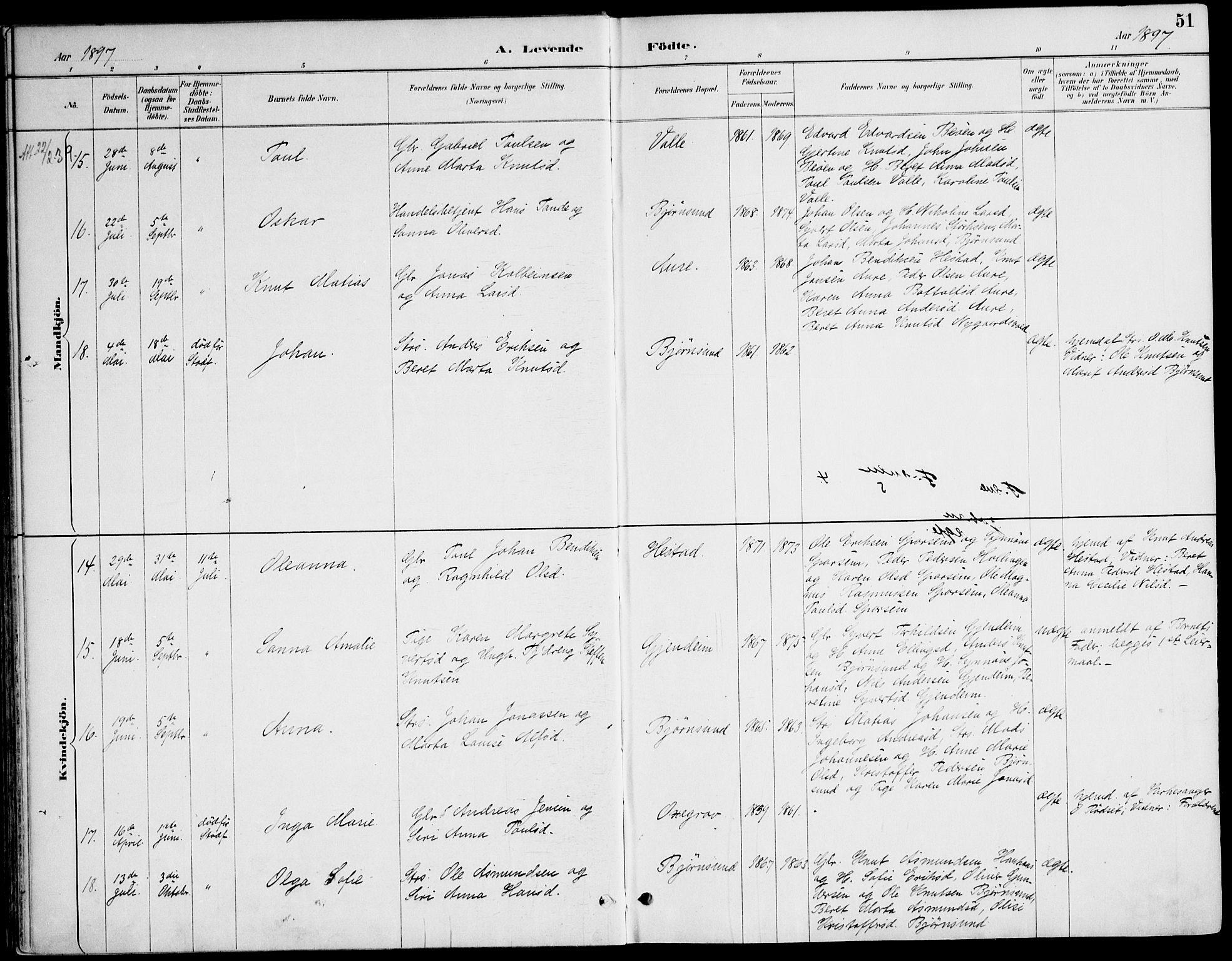 Ministerialprotokoller, klokkerbøker og fødselsregistre - Møre og Romsdal, AV/SAT-A-1454/565/L0750: Parish register (official) no. 565A04, 1887-1905, p. 51