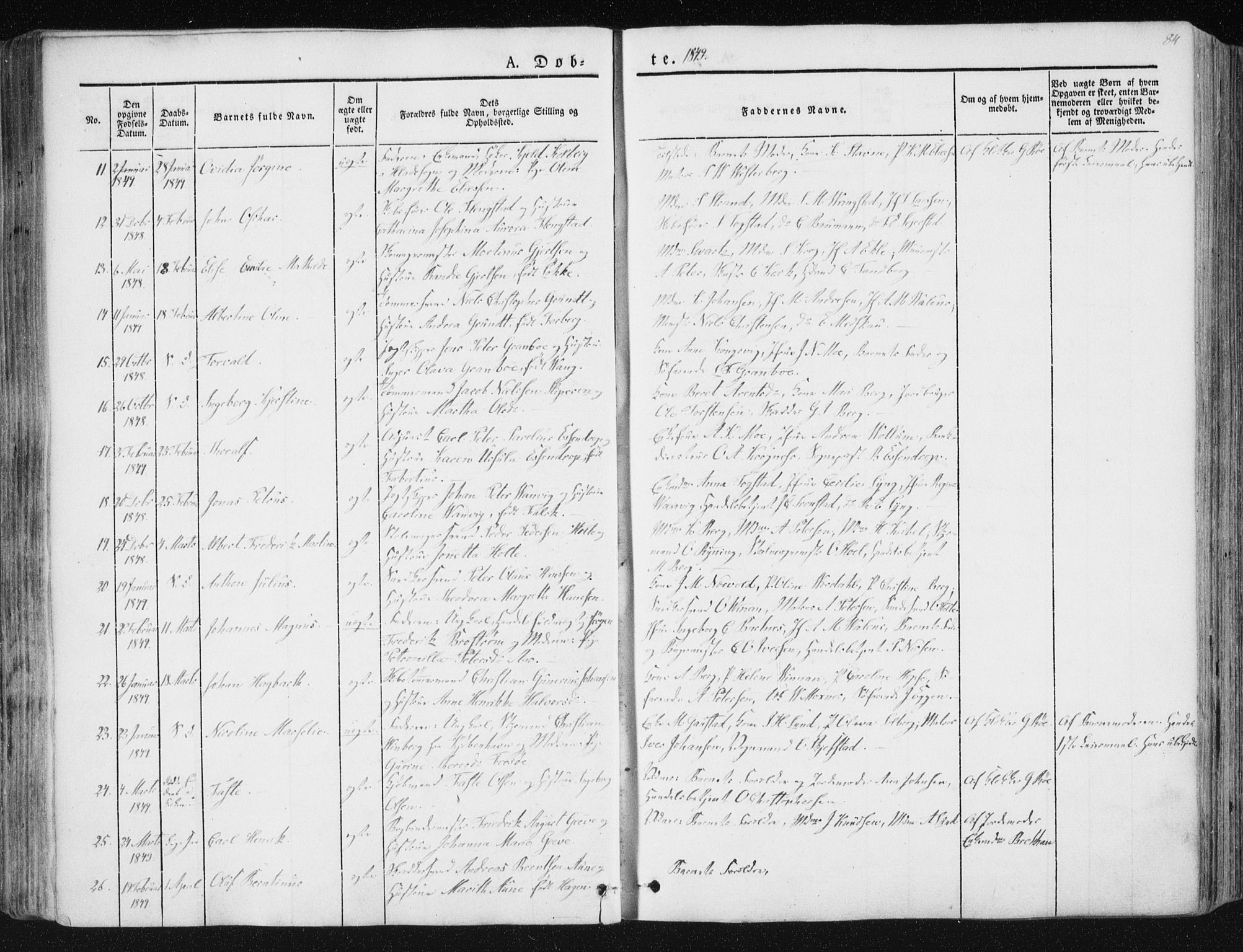 Ministerialprotokoller, klokkerbøker og fødselsregistre - Sør-Trøndelag, SAT/A-1456/602/L0110: Parish register (official) no. 602A08, 1840-1854, p. 84