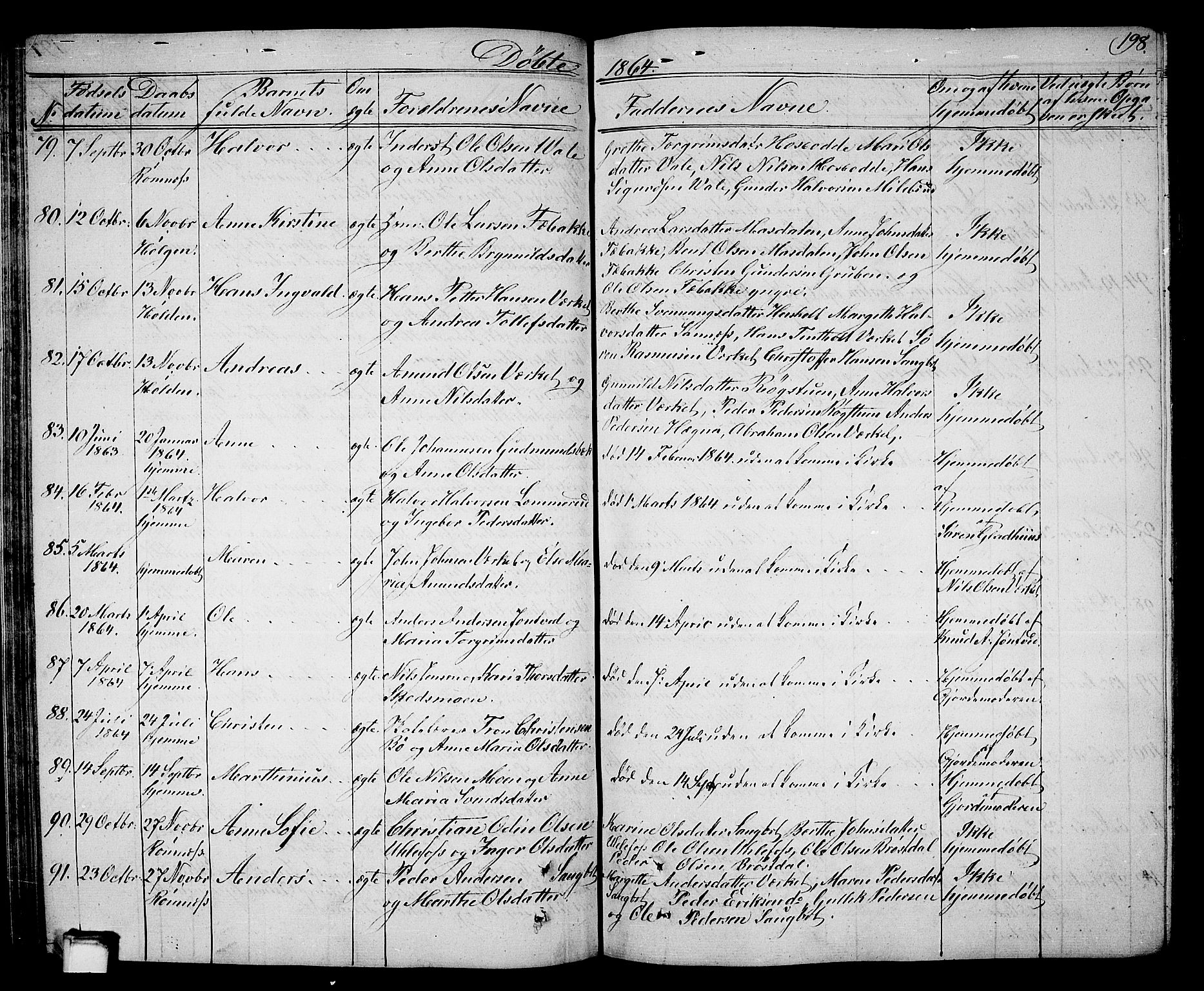 Holla kirkebøker, AV/SAKO-A-272/G/Ga/L0003: Parish register (copy) no. I 3, 1849-1866, p. 198