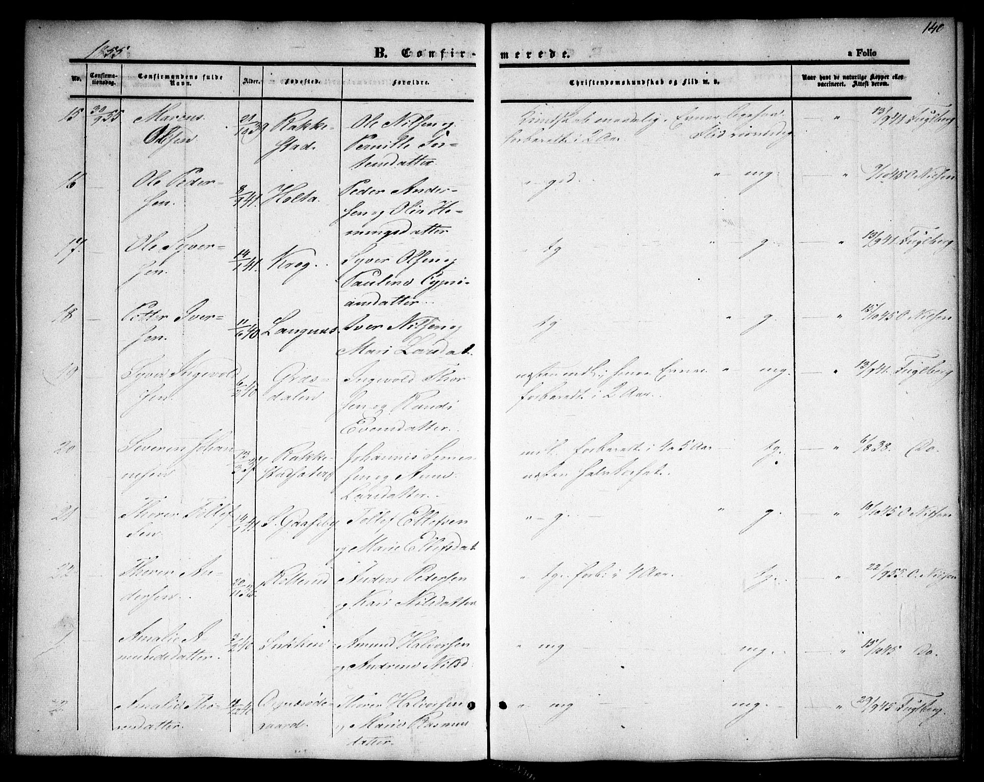 Rødenes prestekontor Kirkebøker, AV/SAO-A-2005/F/Fa/L0006: Parish register (official) no. I 6, 1850-1859, p. 140