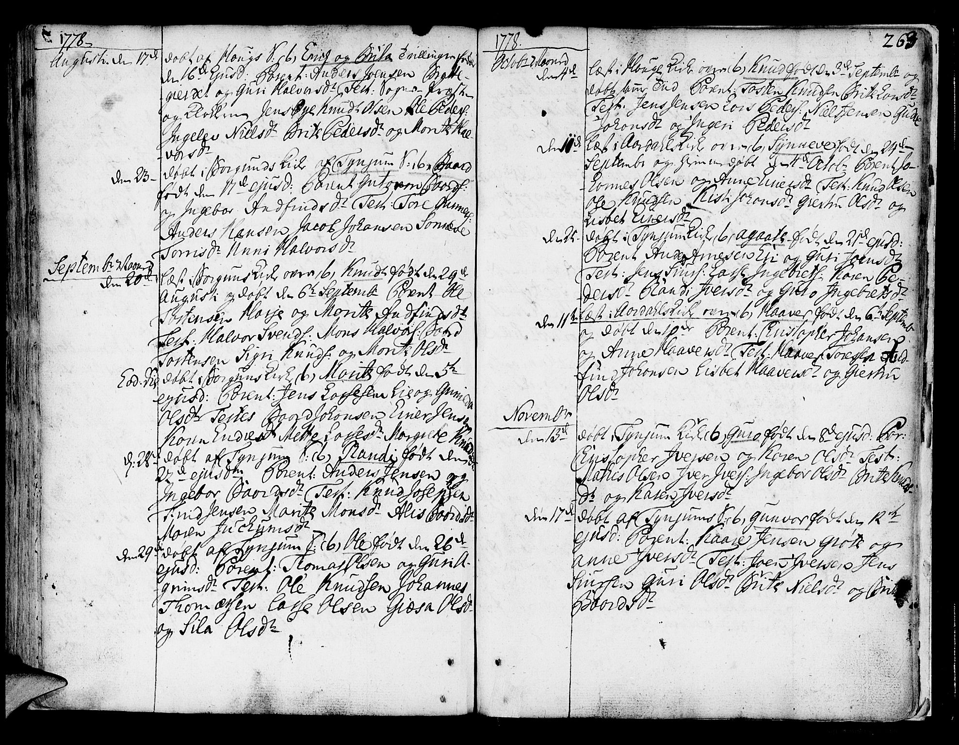 Lærdal sokneprestembete, AV/SAB-A-81201: Parish register (official) no. A 2, 1752-1782, p. 263