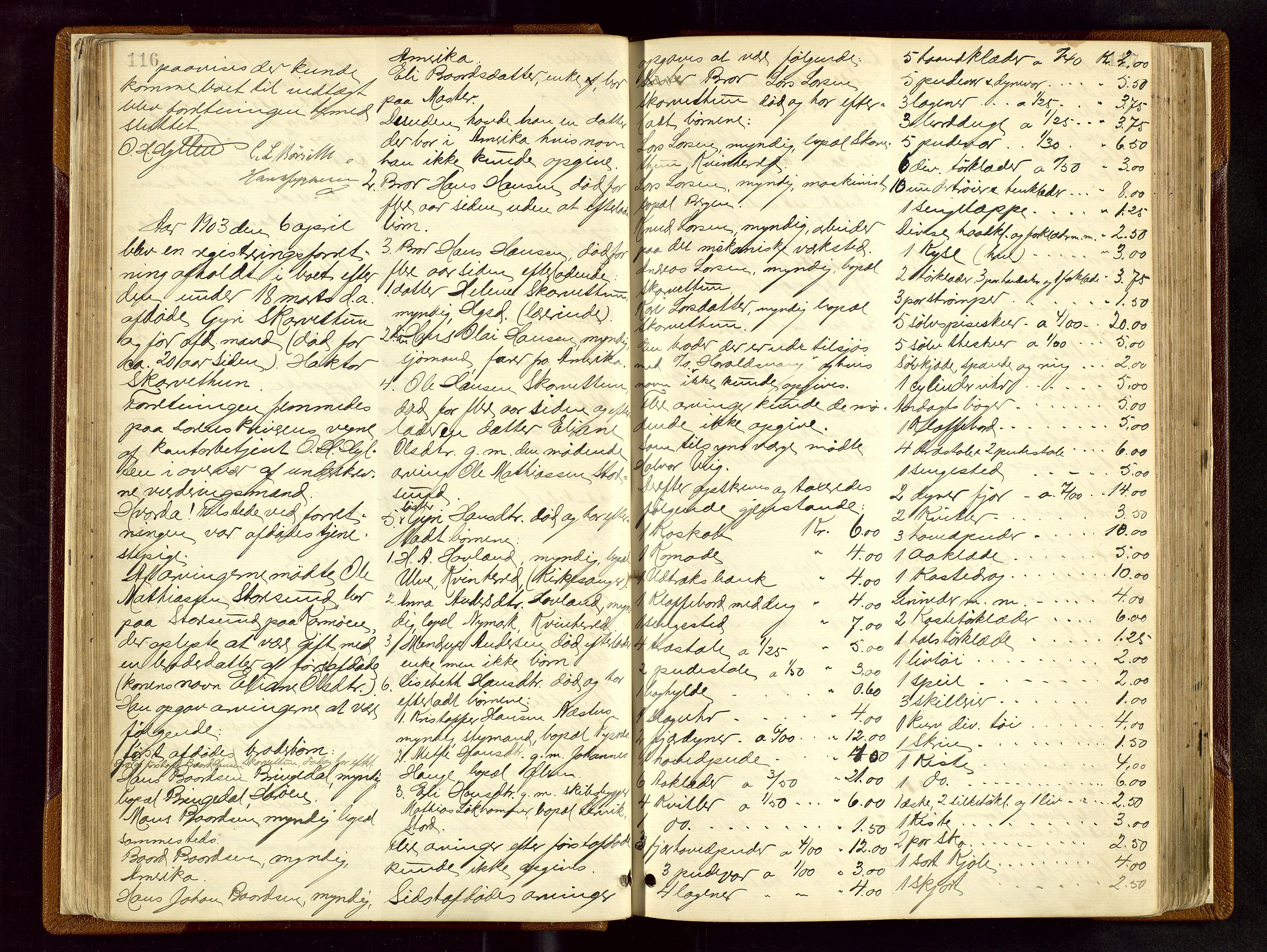 Haugesund tingrett, AV/SAST-A-101415/01/IV/IVB/L0003: Skifteregistreringsprotokoll, med register, 1898-1914, p. 116-117