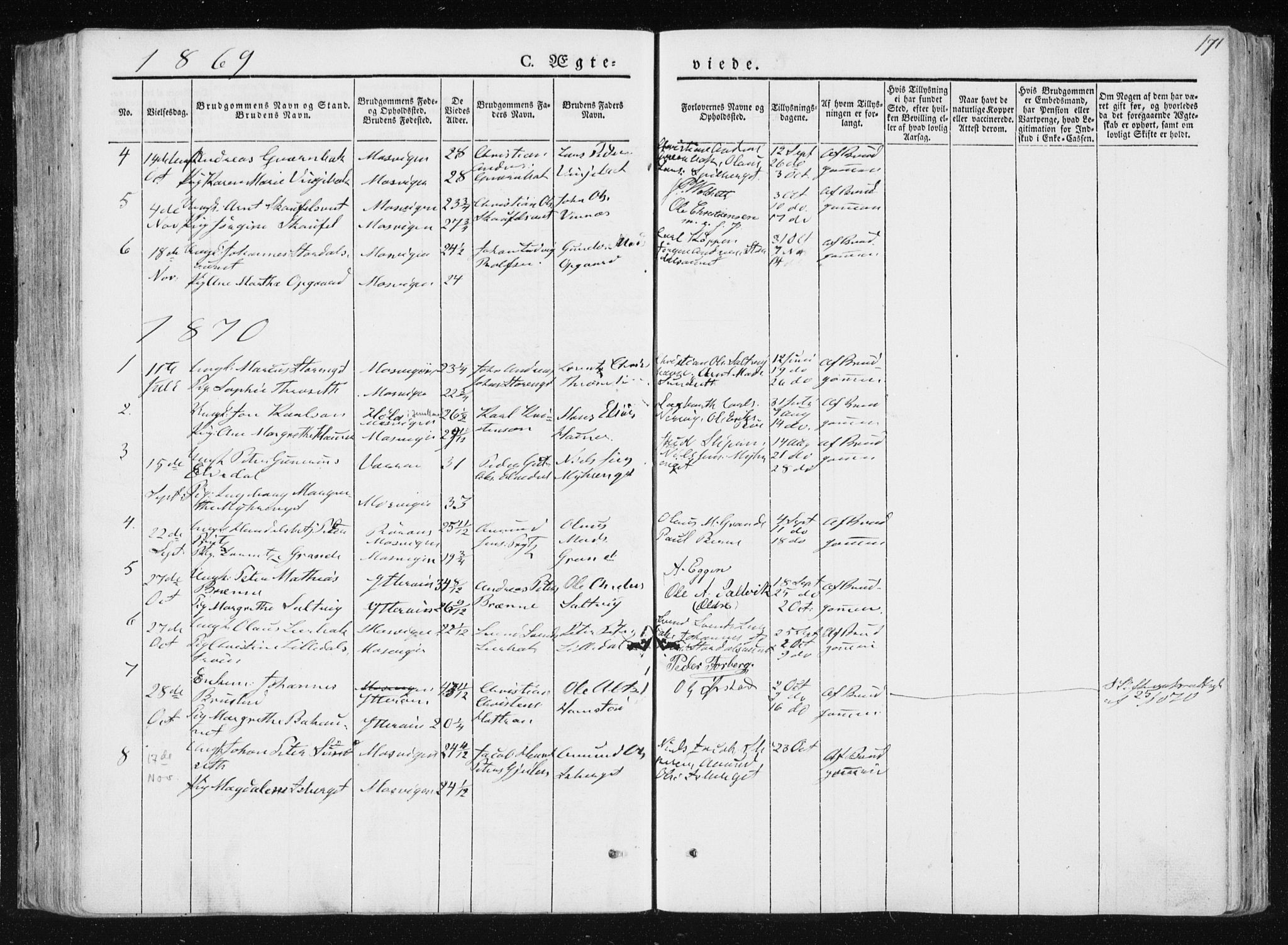 Ministerialprotokoller, klokkerbøker og fødselsregistre - Nord-Trøndelag, SAT/A-1458/733/L0323: Parish register (official) no. 733A02, 1843-1870, p. 171