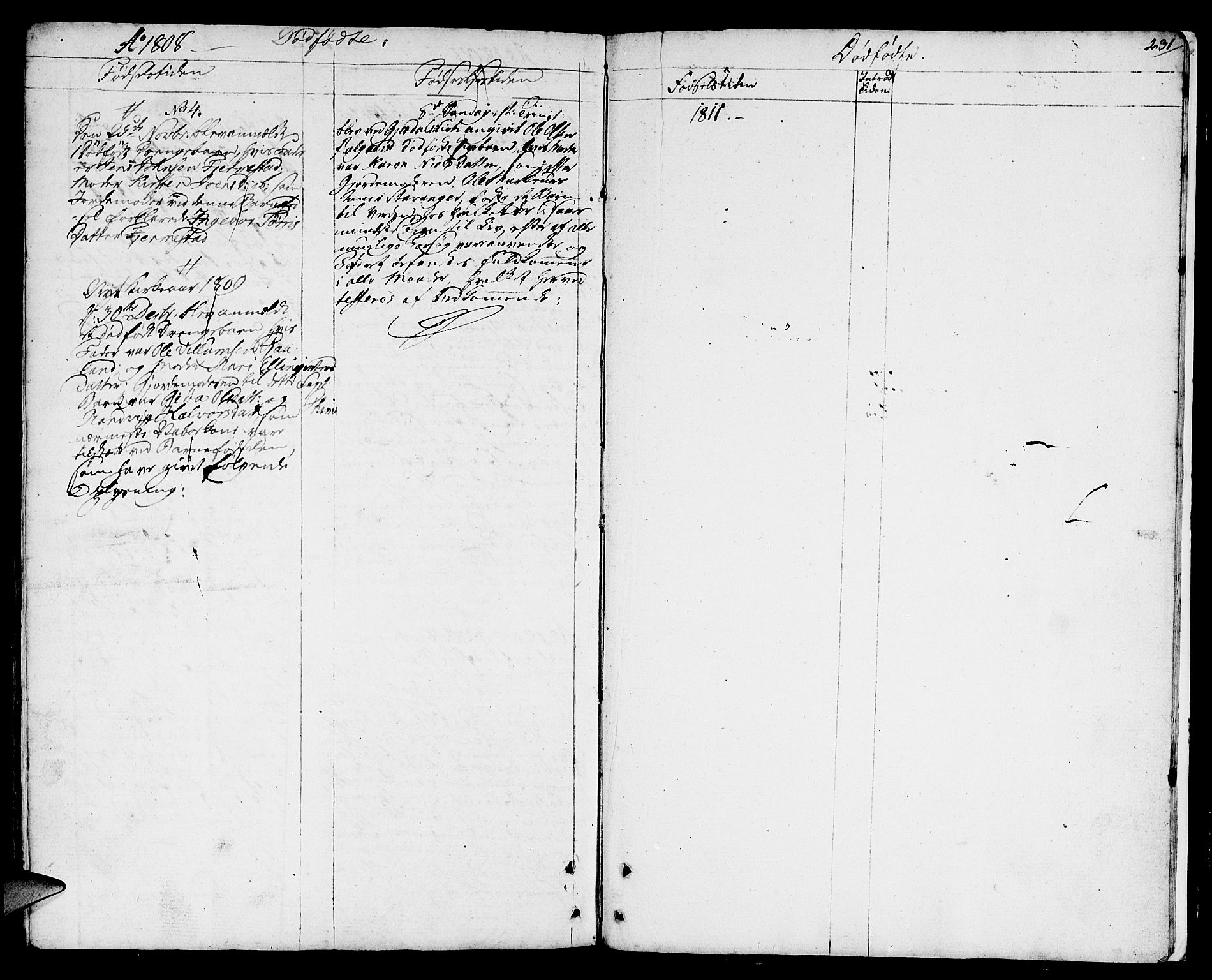 Lye sokneprestkontor, SAST/A-101794/001/30BA/L0002: Parish register (official) no. A 2, 1799-1817, p. 231