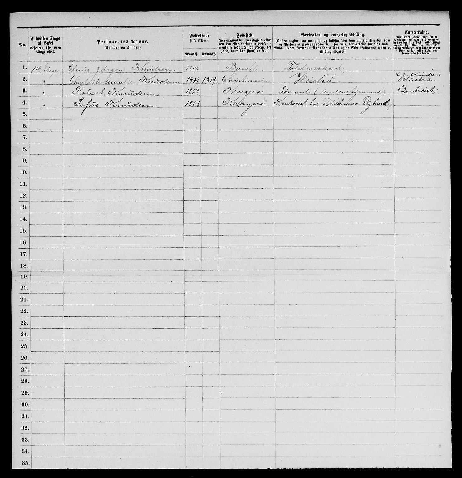 SAKO, 1885 census for 0801 Kragerø, 1885, p. 259