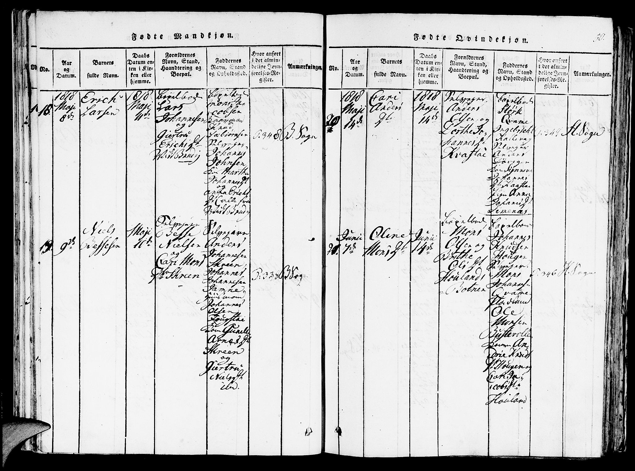 Haus sokneprestembete, AV/SAB-A-75601/H/Haa: Parish register (official) no. A 12, 1816-1821, p. 50