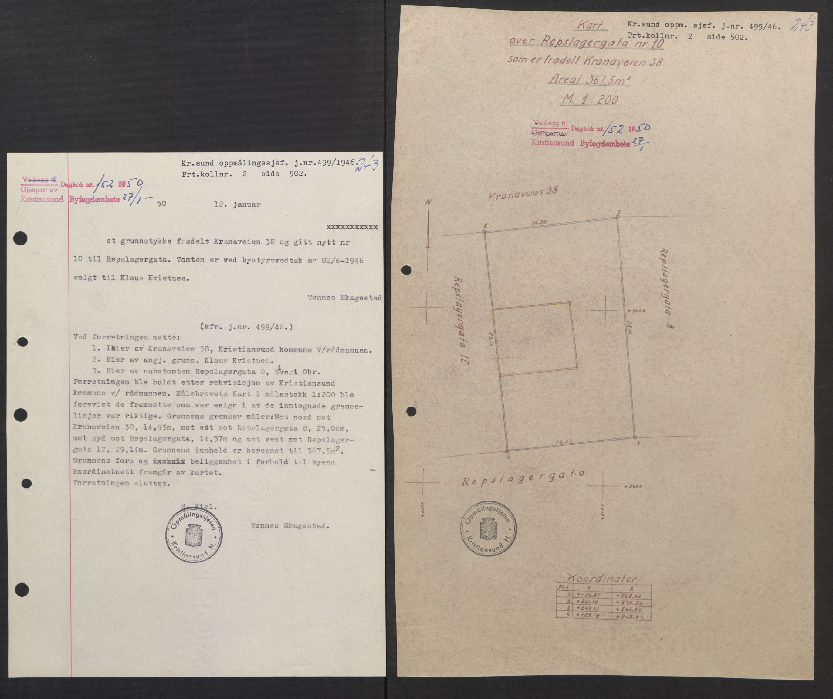 Kristiansund byfogd, AV/SAT-A-4587/A/27: Mortgage book no. 42, 1947-1950, Diary no: : 152/1950