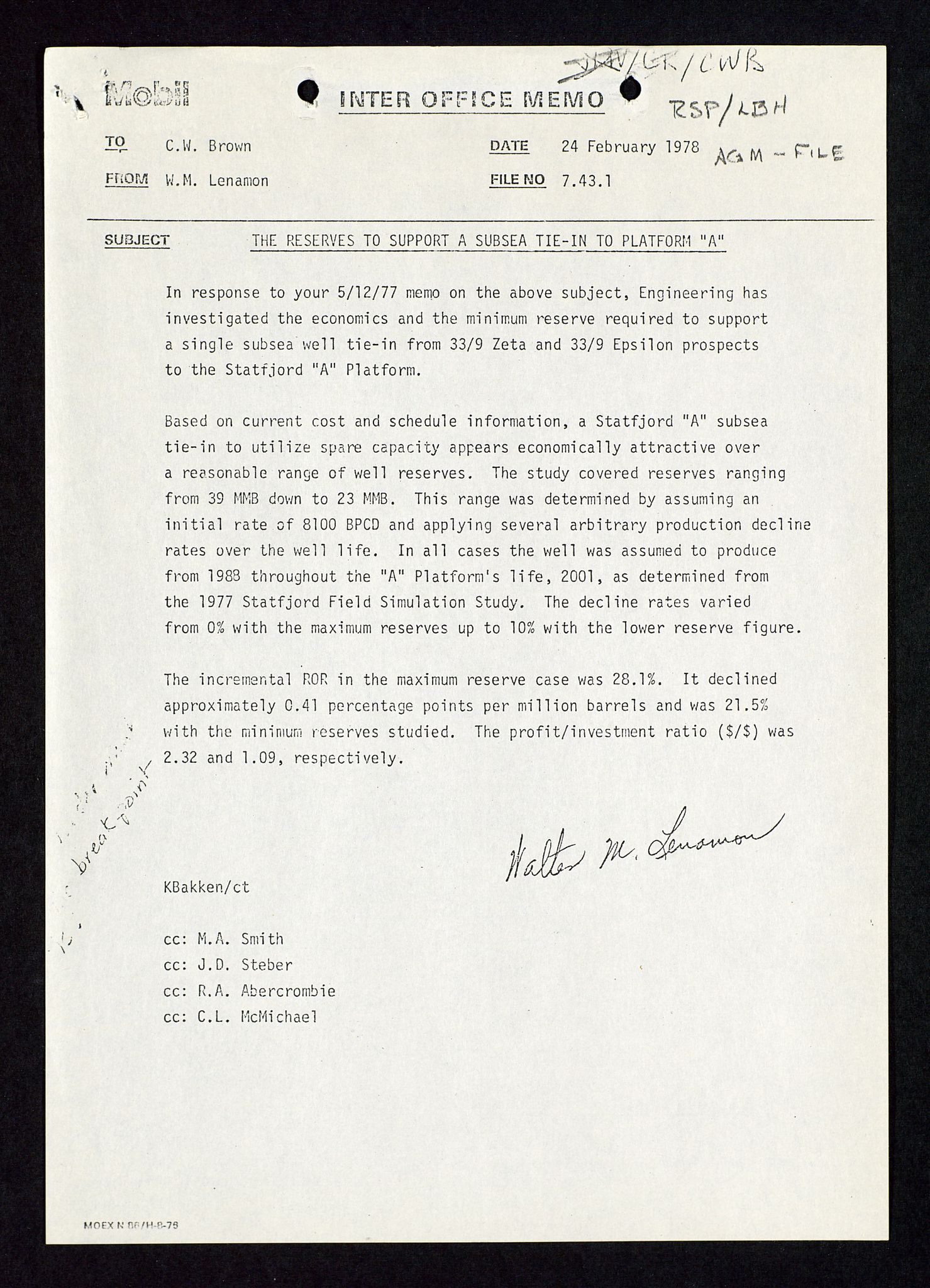 Pa 1578 - Mobil Exploration Norway Incorporated, AV/SAST-A-102024/4/D/Da/L0116: S.E. Smith - Sak og korrespondanse, 1973-1976, p. 210