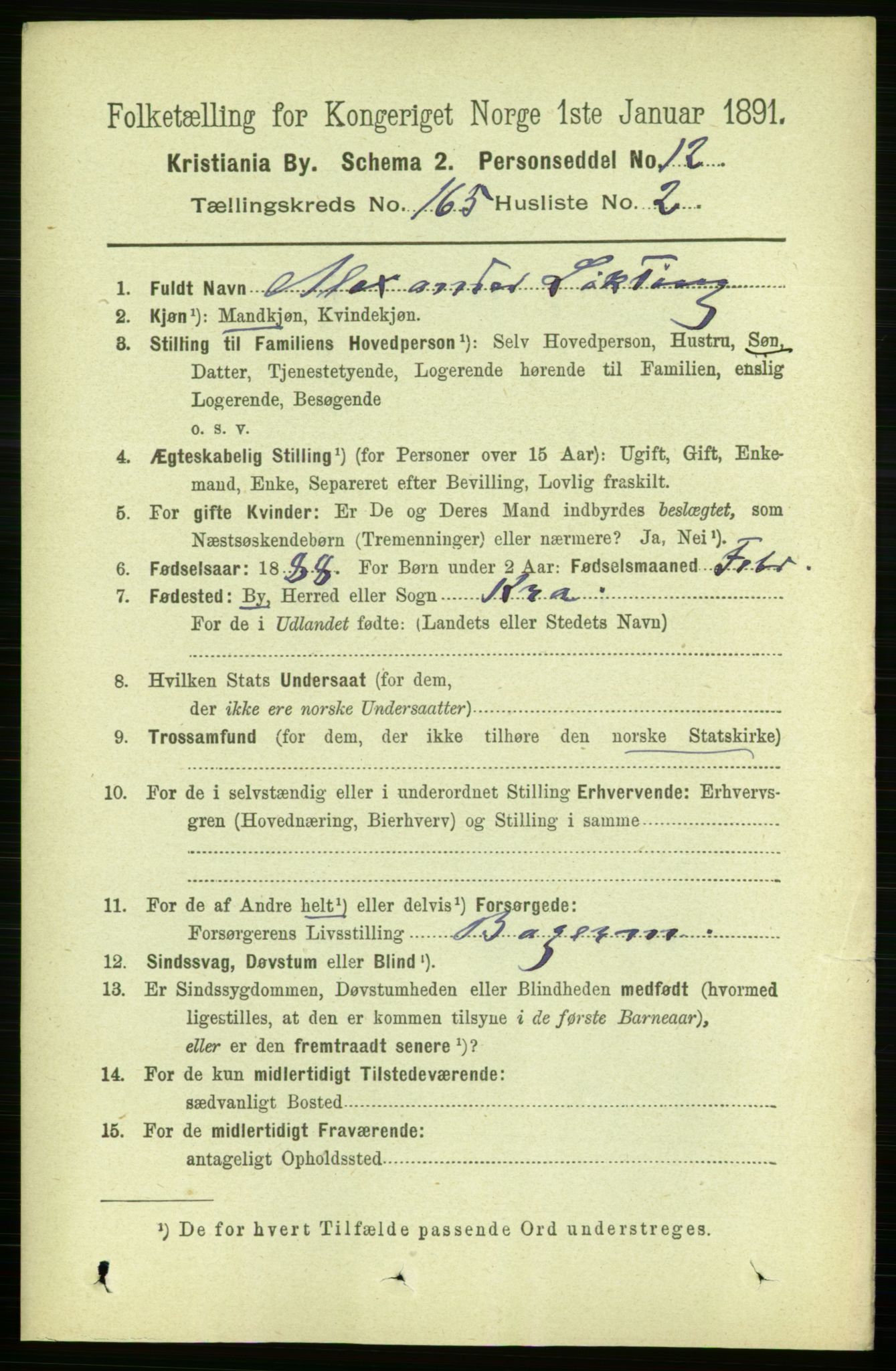 RA, 1891 census for 0301 Kristiania, 1891, p. 95390