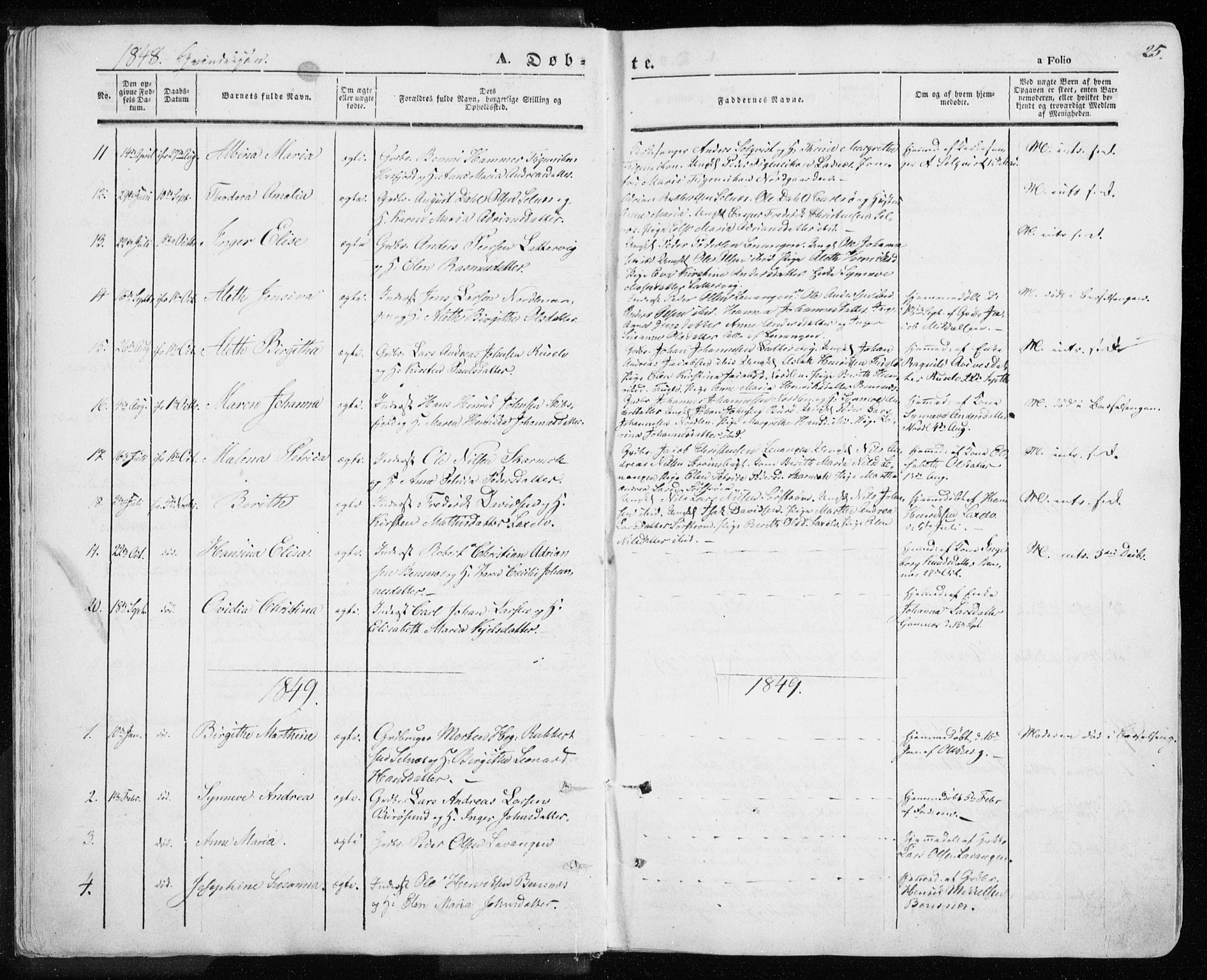 Karlsøy sokneprestembete, SATØ/S-1299/H/Ha/Haa/L0003kirke: Parish register (official) no. 3, 1843-1860, p. 25