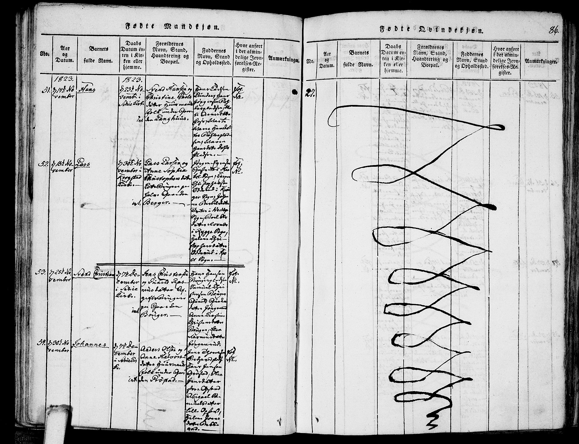 Kråkstad prestekontor Kirkebøker, AV/SAO-A-10125a/F/Fa/L0003: Parish register (official) no. I 3, 1813-1824, p. 86