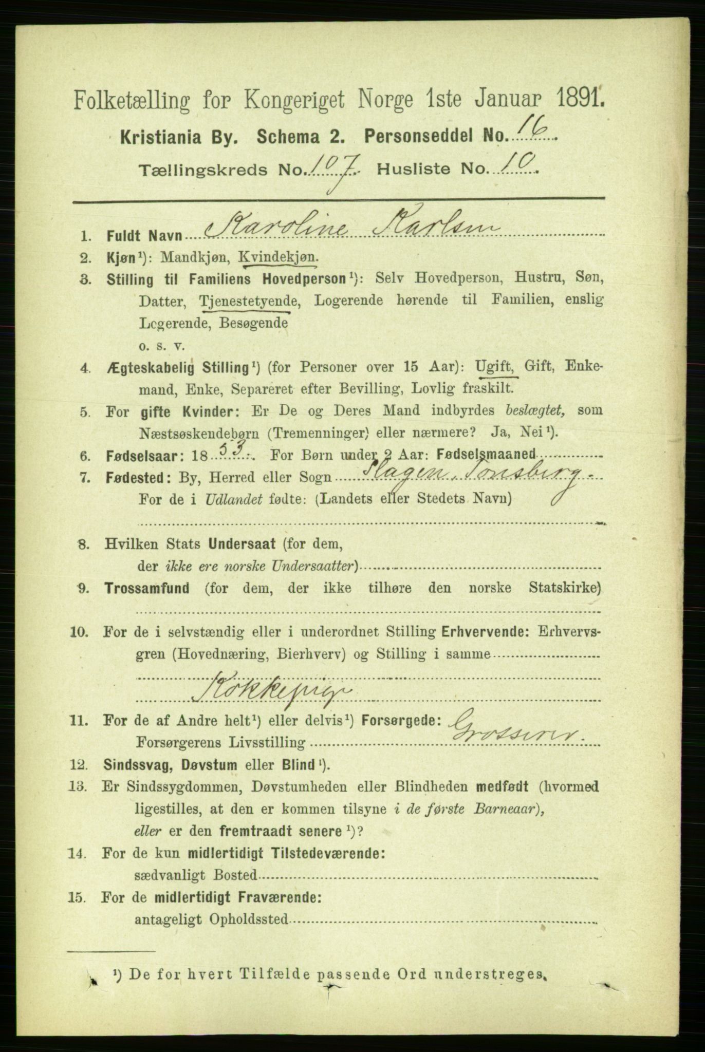 RA, 1891 census for 0301 Kristiania, 1891, p. 54884