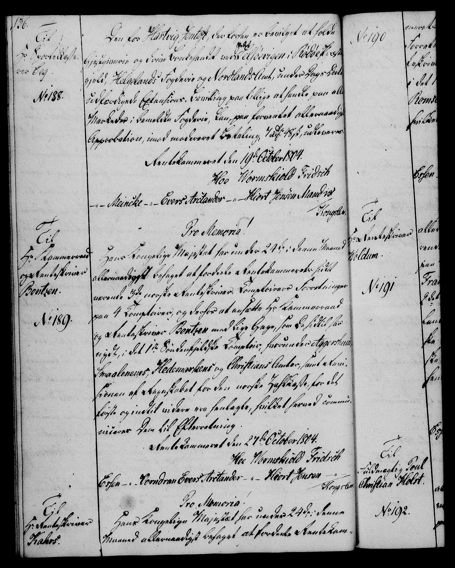 Rentekammeret, Kammerkanselliet, AV/RA-EA-3111/G/Gg/Gga/L0018: Norsk ekspedisjonsprotokoll med register (merket RK 53.18), 1804-1806, p. 136