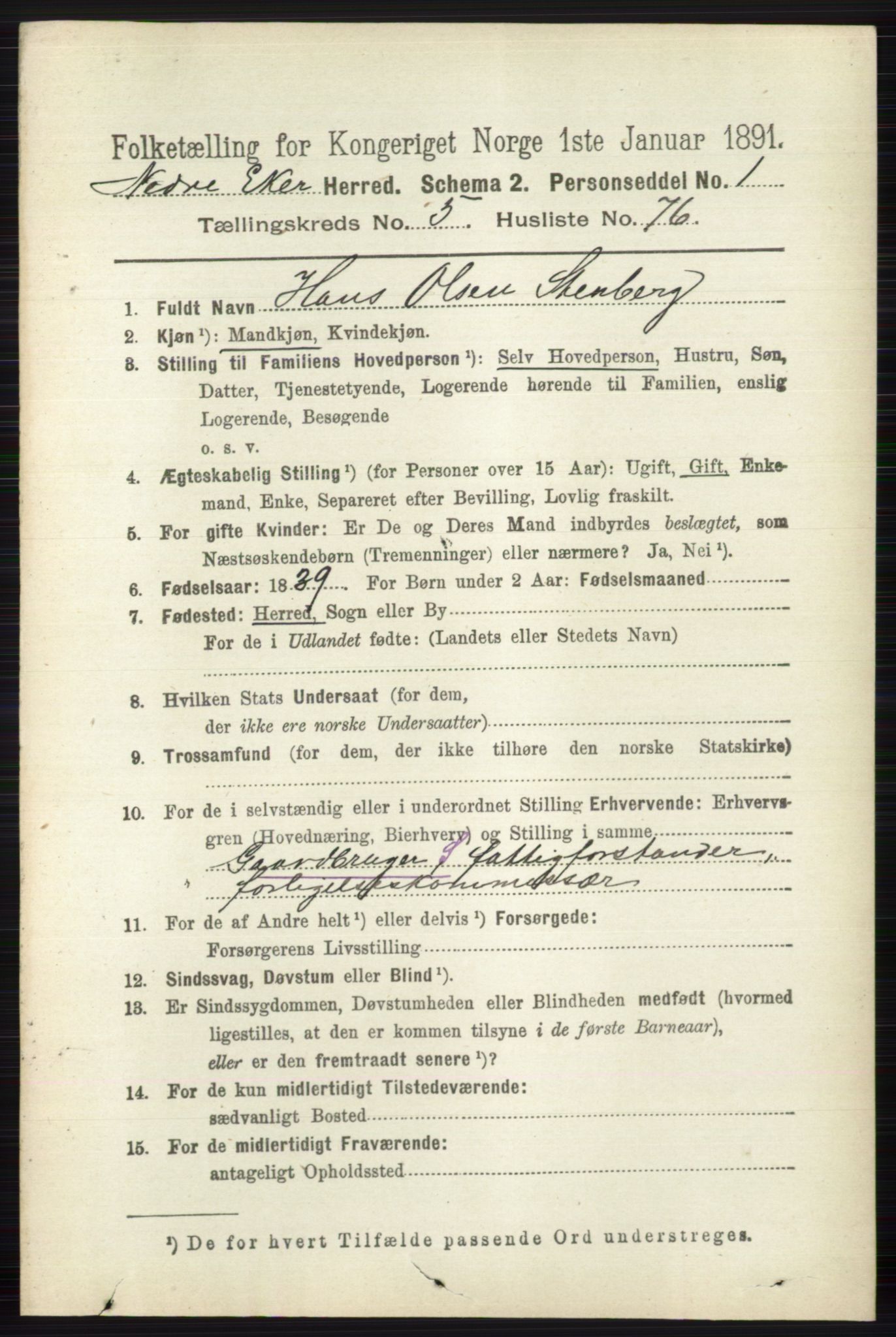 RA, 1891 census for 0625 Nedre Eiker, 1891, p. 2792