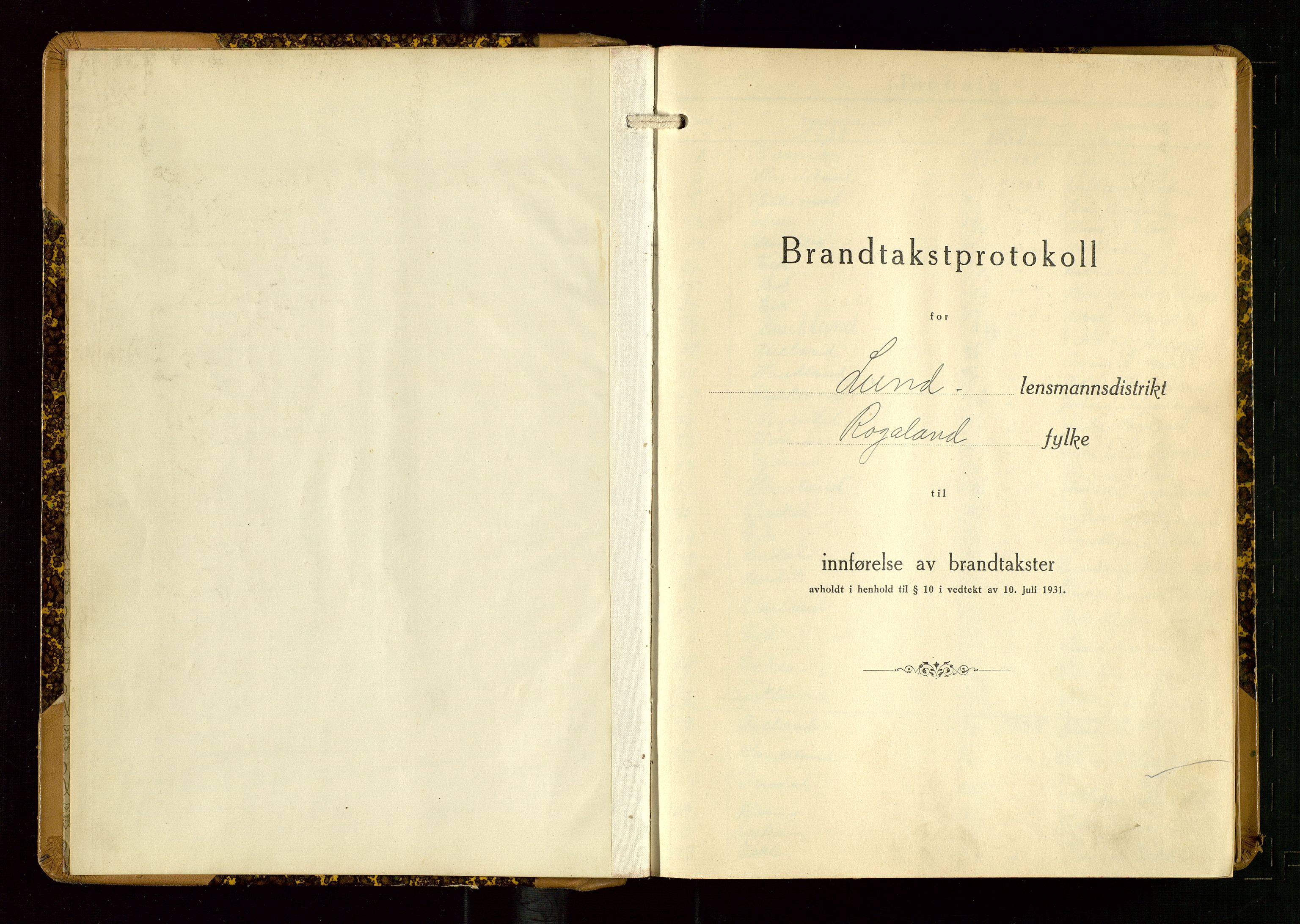 Lund lensmannskontor, AV/SAST-A-100303/Gob/L0006: "Brandtakstprotokoll", 1938-1951