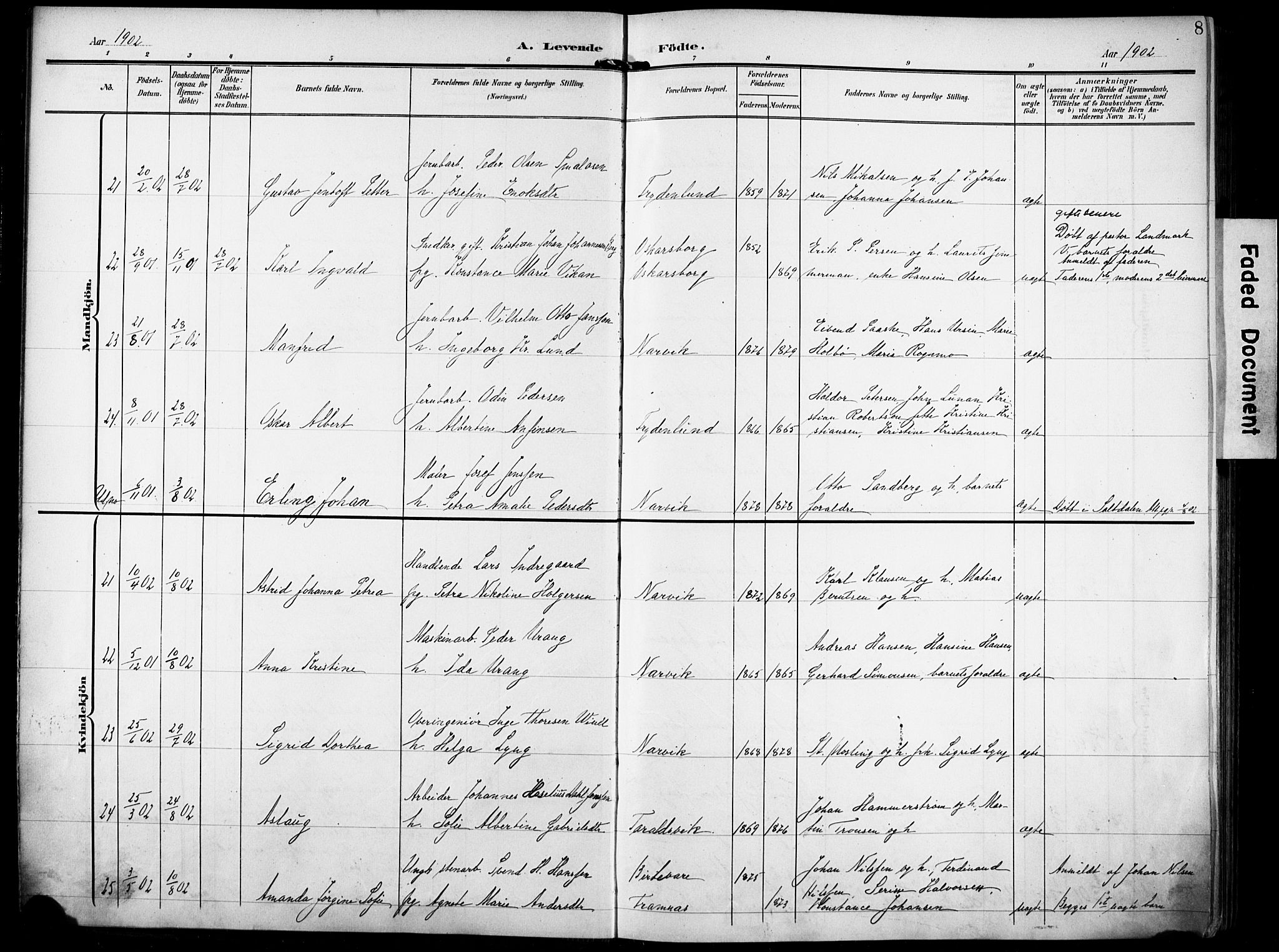 Ministerialprotokoller, klokkerbøker og fødselsregistre - Nordland, AV/SAT-A-1459/871/L0994: Parish register (official) no. 871A10, 1902-1910, p. 8