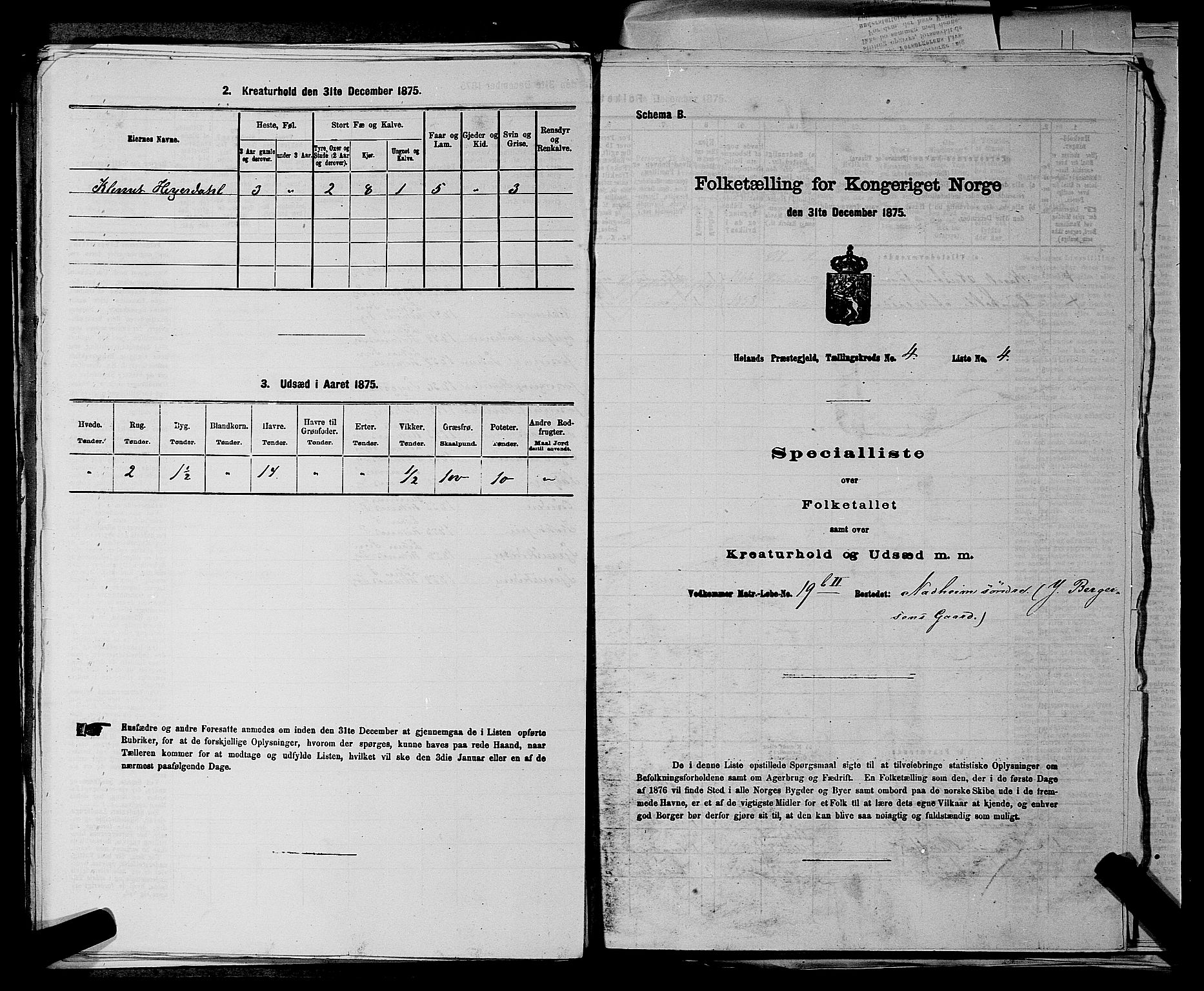 RA, 1875 census for 0221P Høland, 1875, p. 778