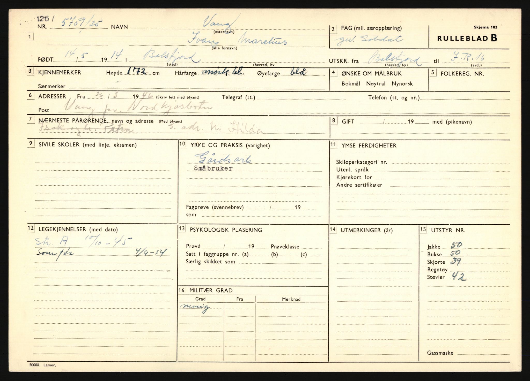 Forsvaret, Troms infanteriregiment nr. 16, AV/RA-RAFA-3146/P/Pa/L0019: Rulleblad for regimentets menige mannskaper, årsklasse 1935, 1935, p. 1239