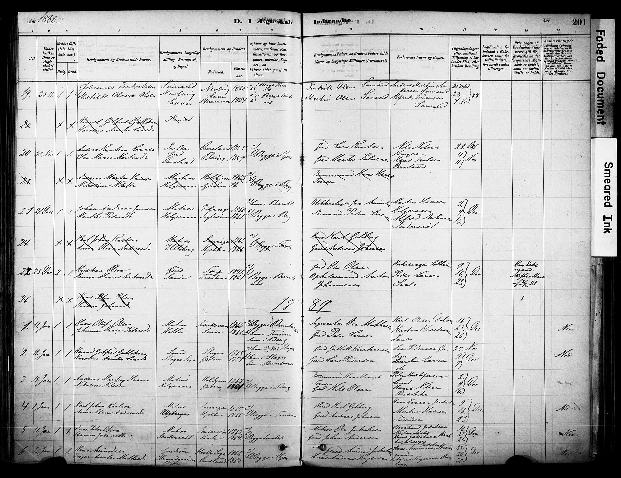 Brunlanes kirkebøker, AV/SAKO-A-342/F/Fc/L0001: Parish register (official) no. III 1, 1878-1899, p. 201