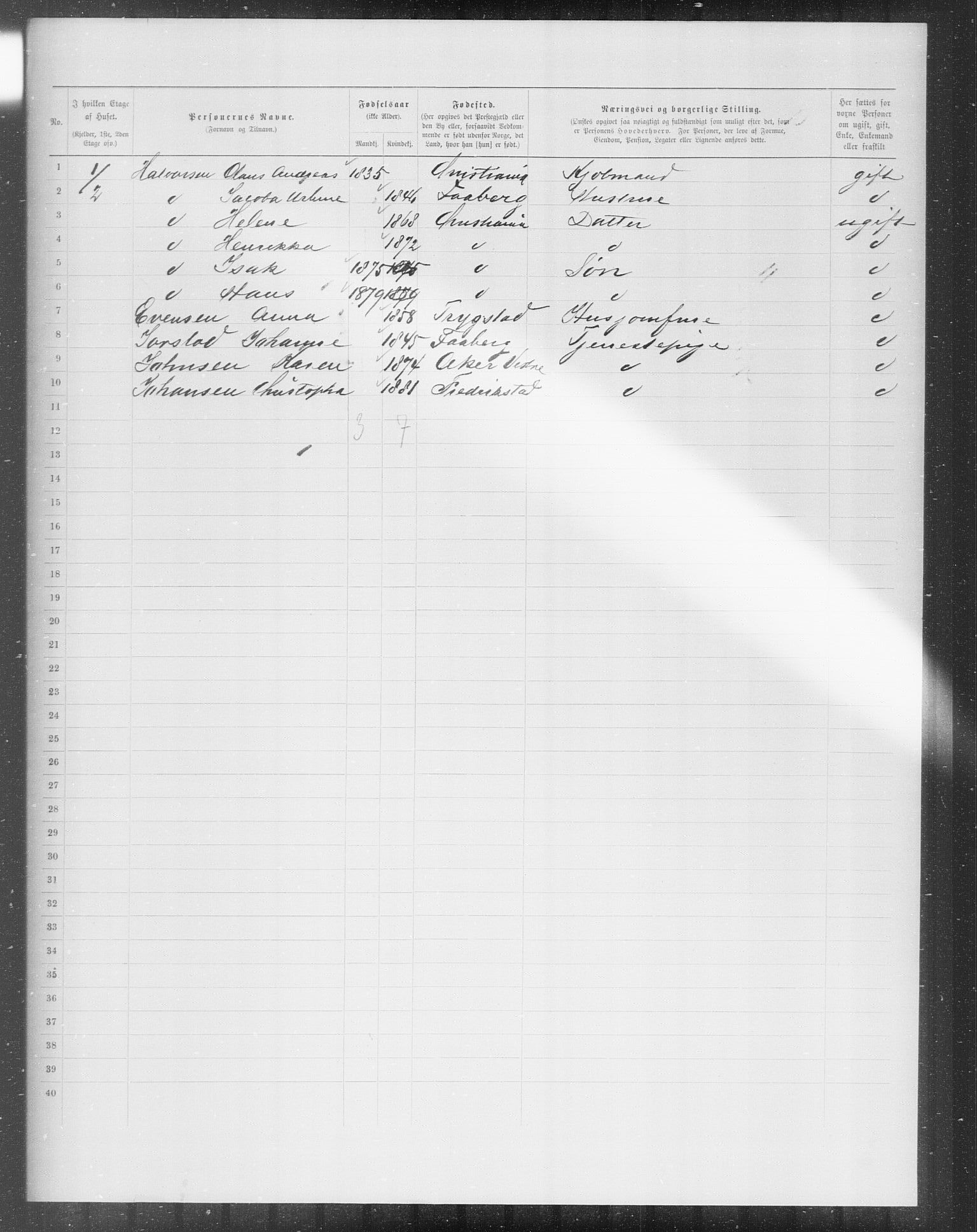 OBA, Municipal Census 1899 for Kristiania, 1899, p. 7183