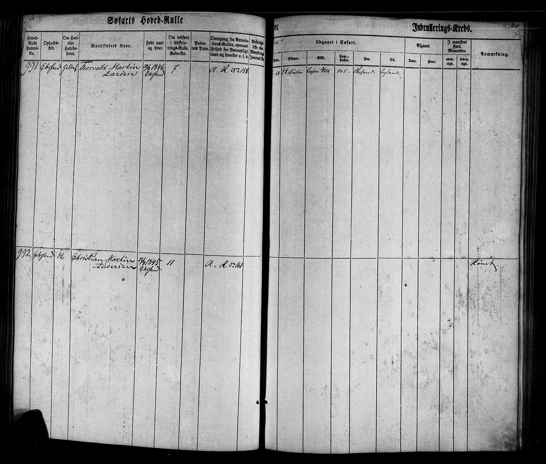 Kristiansand mønstringskrets, AV/SAK-2031-0015/F/Fb/L0026: Hovedrulle nr 767-1137, dublett, J-5, 1860-1870, p. 116