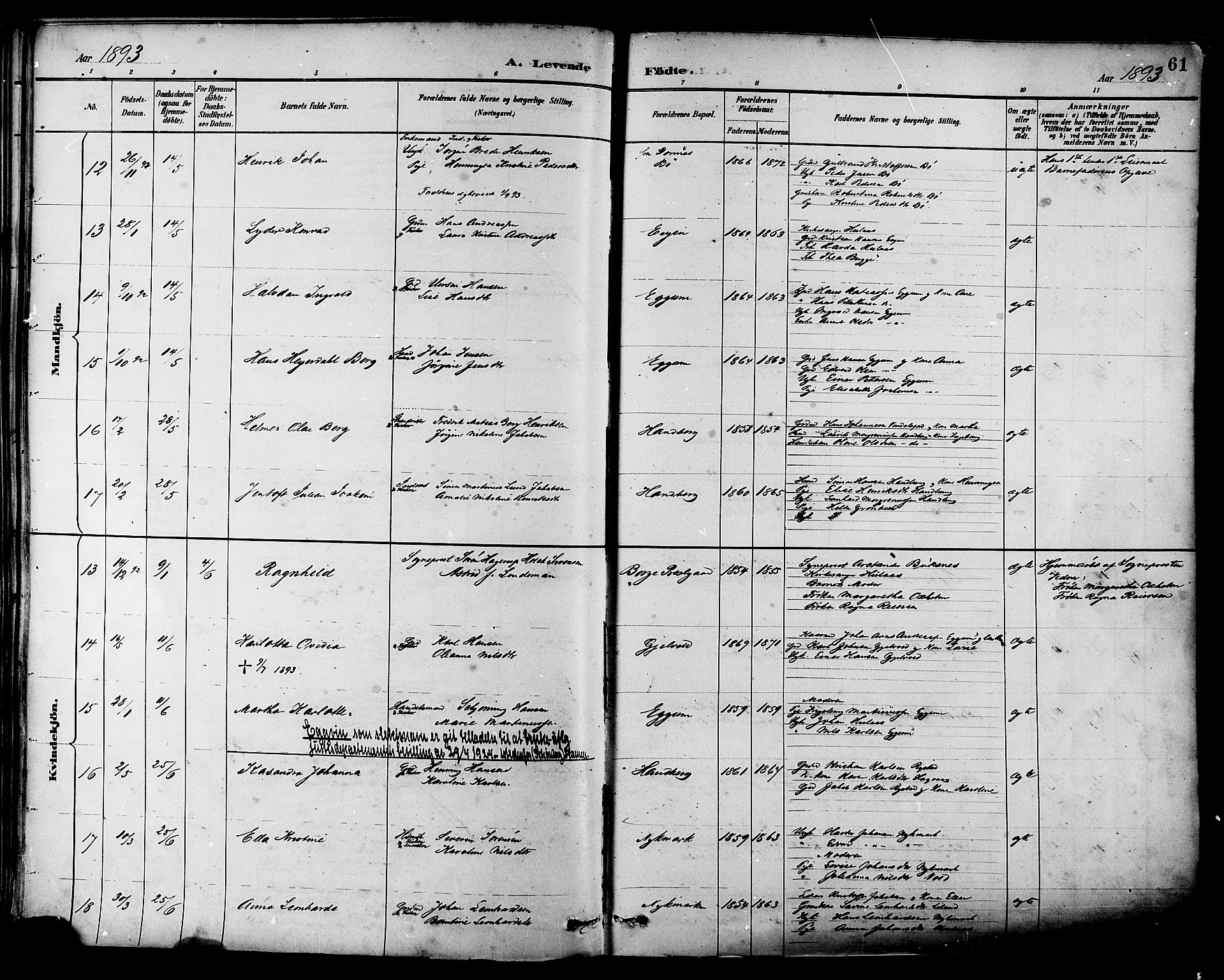 Ministerialprotokoller, klokkerbøker og fødselsregistre - Nordland, SAT/A-1459/880/L1133: Parish register (official) no. 880A07, 1888-1898, p. 61