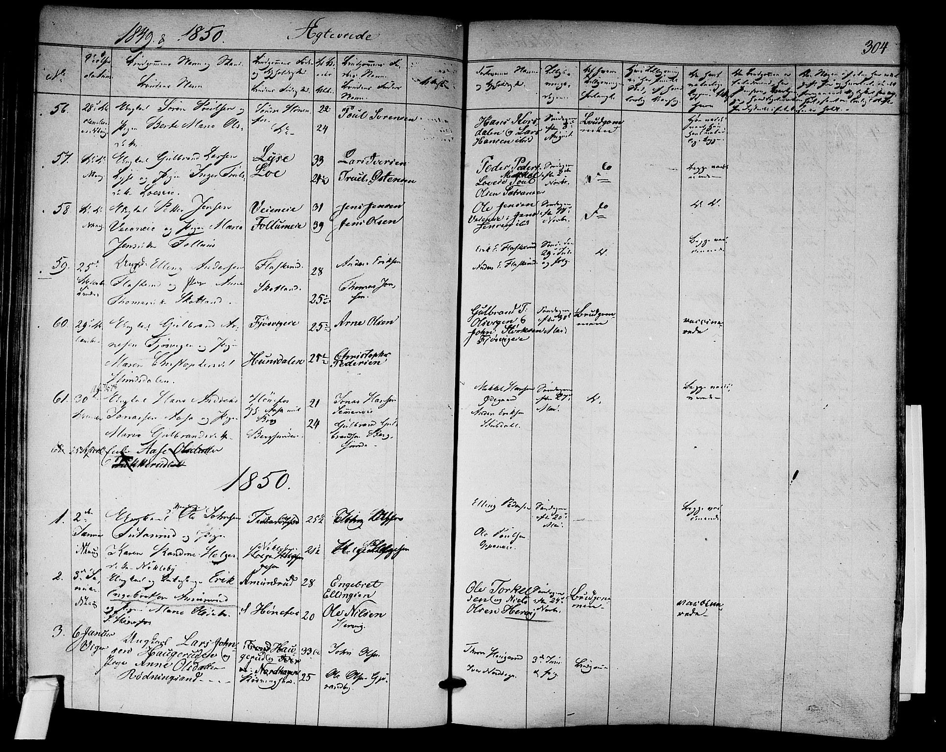 Norderhov kirkebøker, SAKO/A-237/F/Fa/L0011: Parish register (official) no. 11, 1847-1856, p. 304