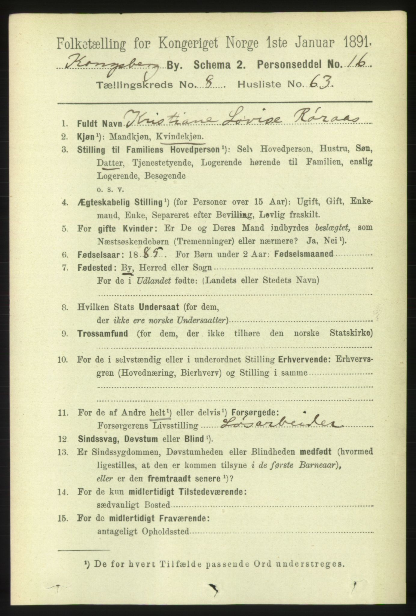 RA, 1891 census for 0604 Kongsberg, 1891, p. 6040