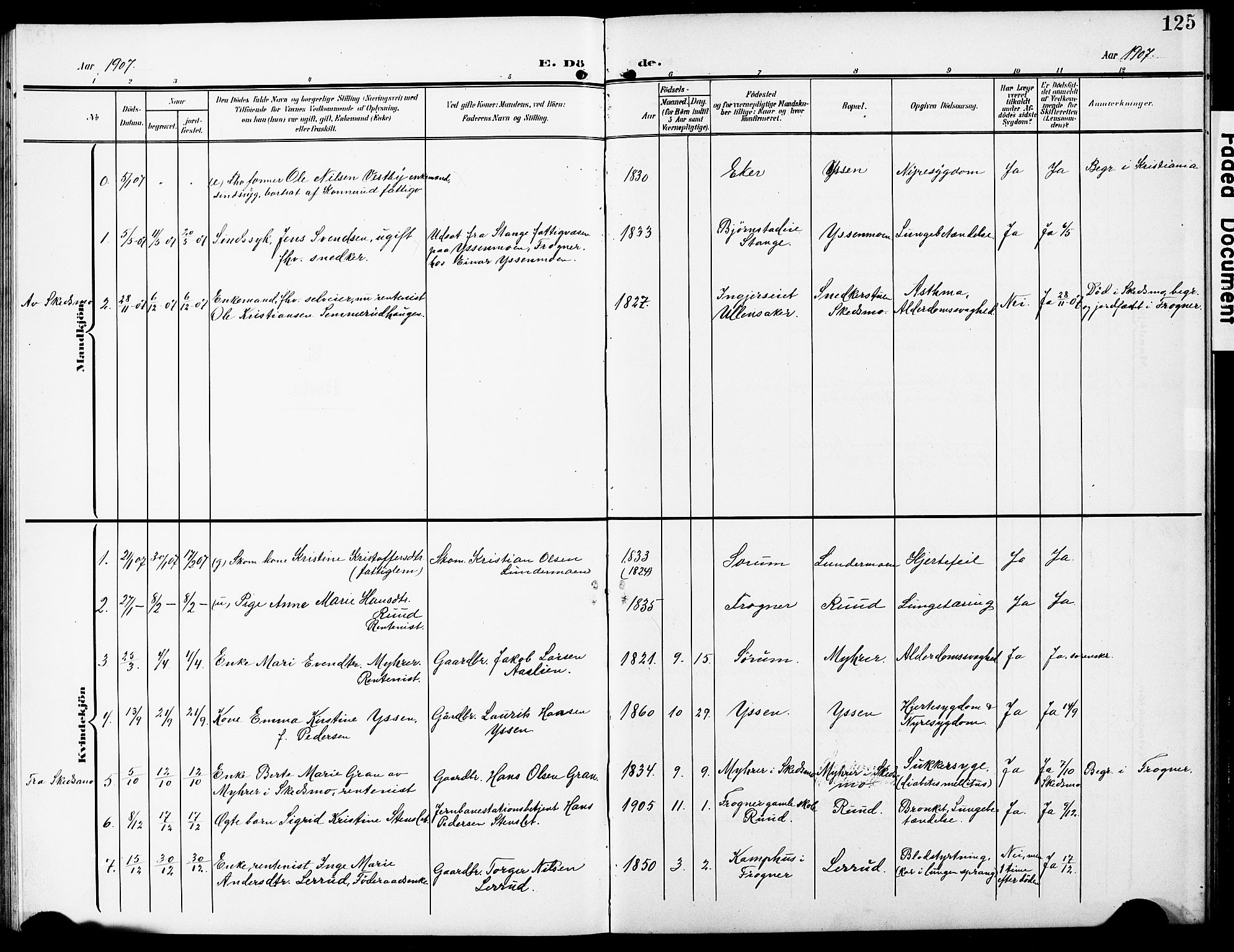 Sørum prestekontor Kirkebøker, SAO/A-10303/G/Gb/L0001: Parish register (copy) no. II 1, 1907-1929, p. 125