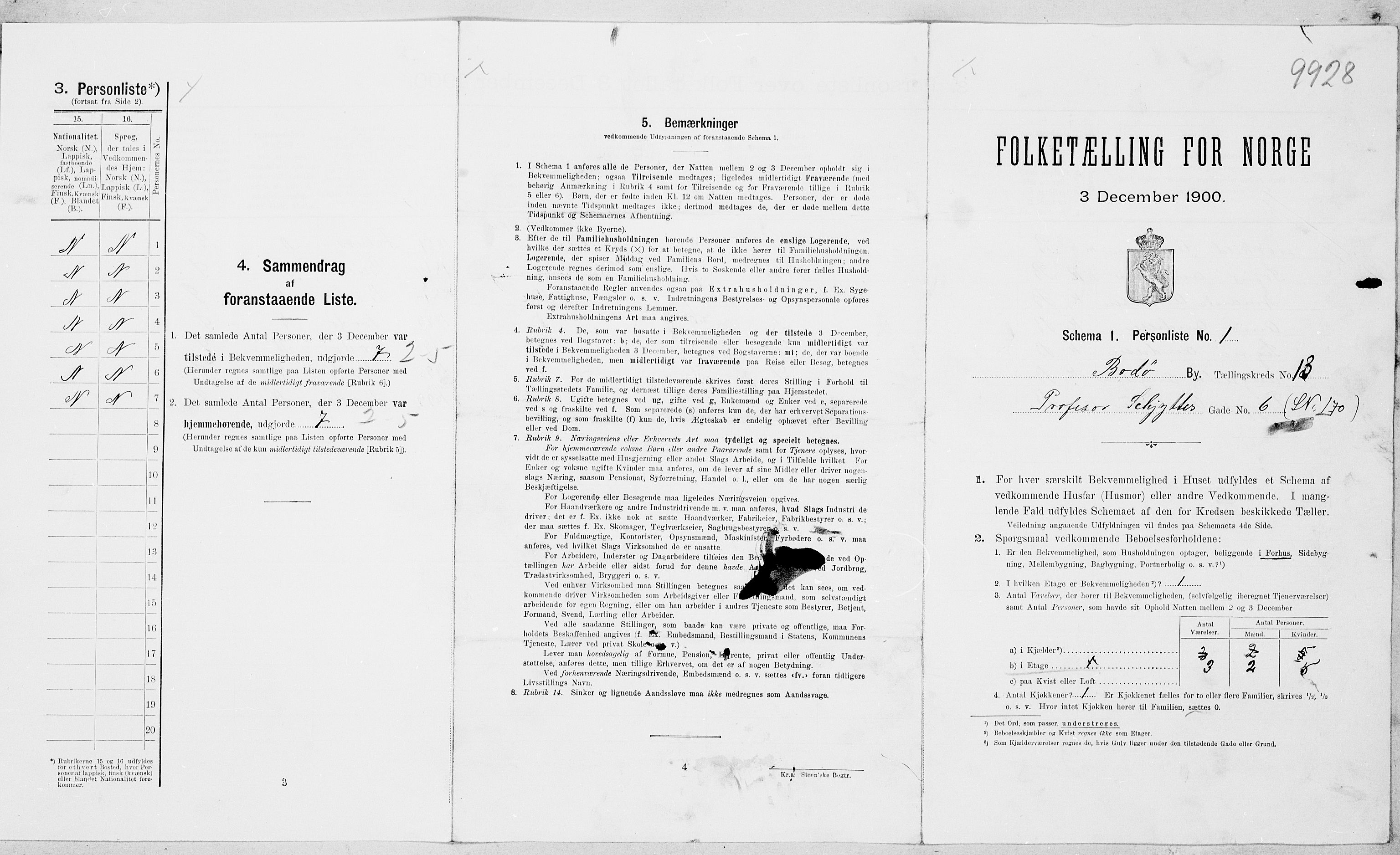 SAT, 1900 census for Bodø, 1900, p. 1624