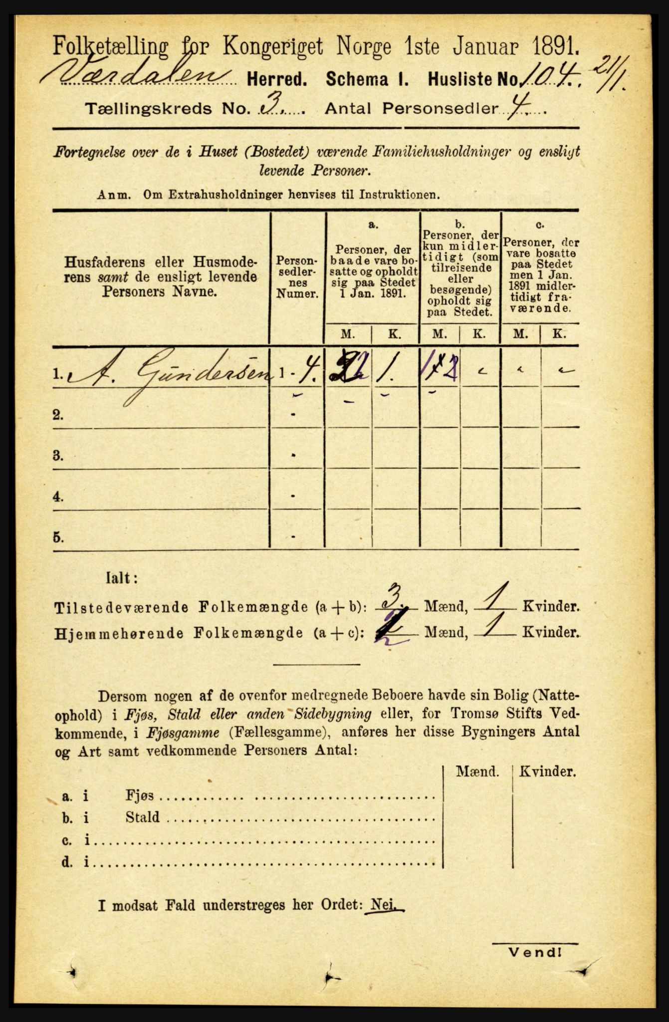RA, 1891 census for 1721 Verdal, 1891, p. 1763