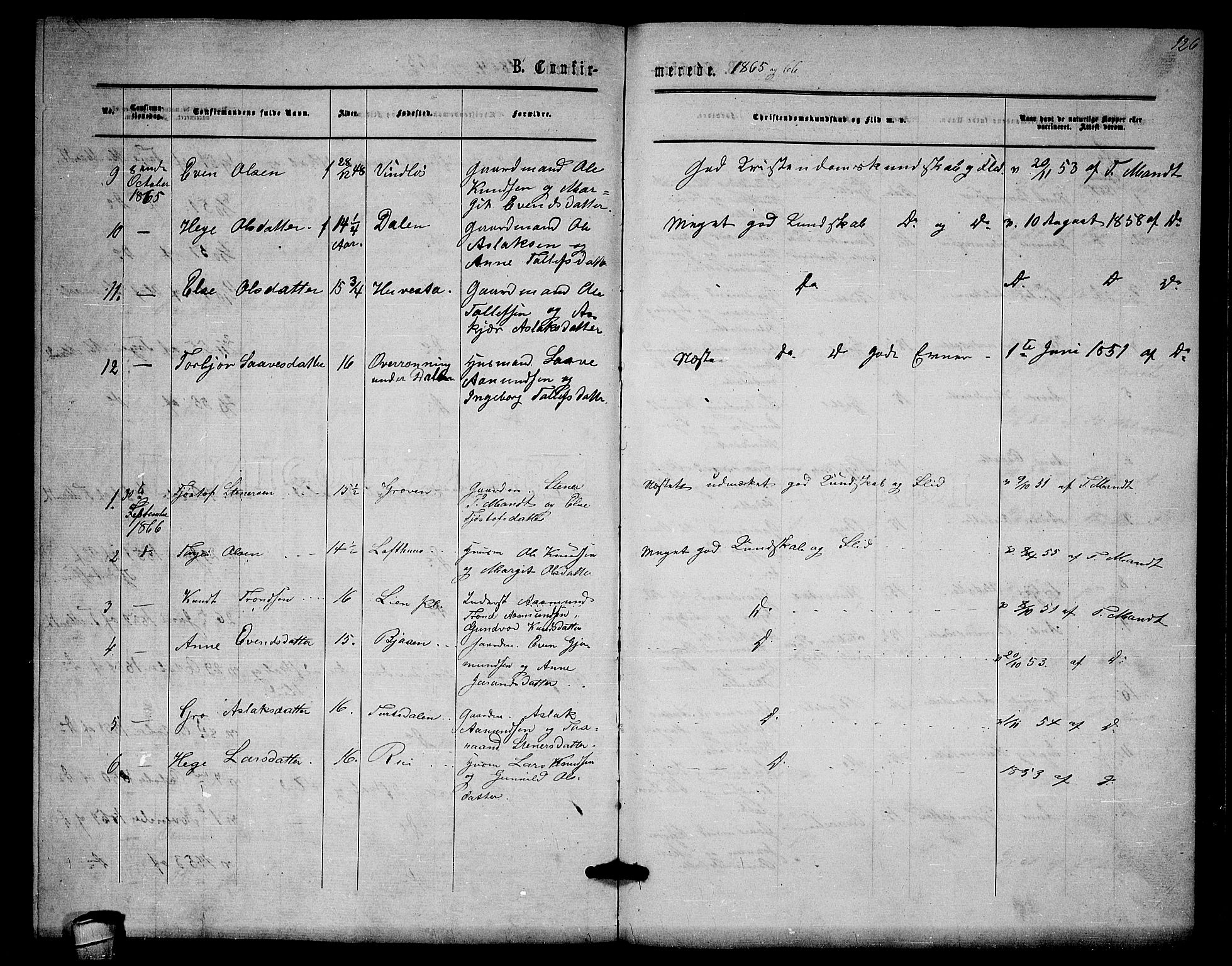 Lårdal kirkebøker, AV/SAKO-A-284/G/Gb/L0002: Parish register (copy) no. II 2, 1865-1888, p. 126