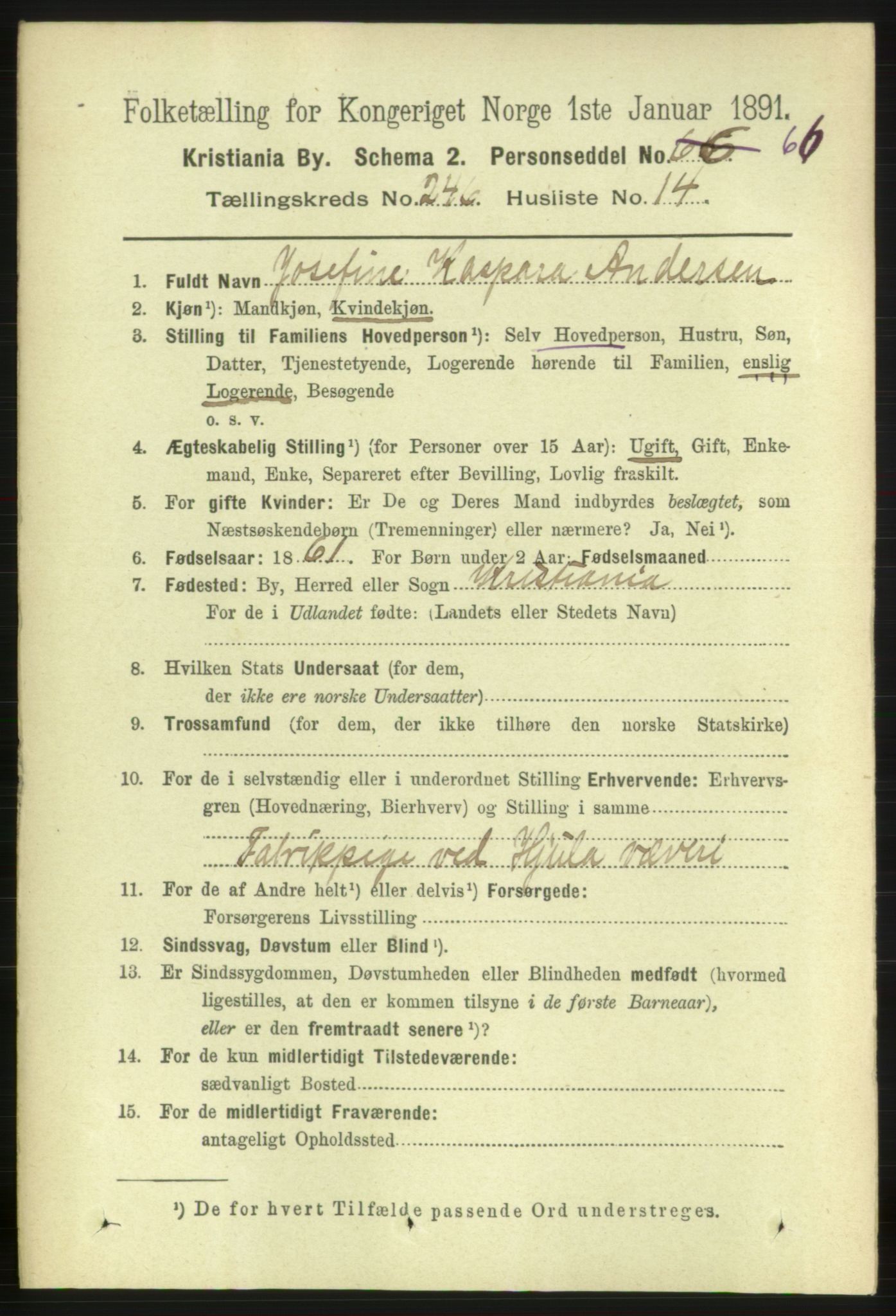 RA, 1891 census for 0301 Kristiania, 1891, p. 150325