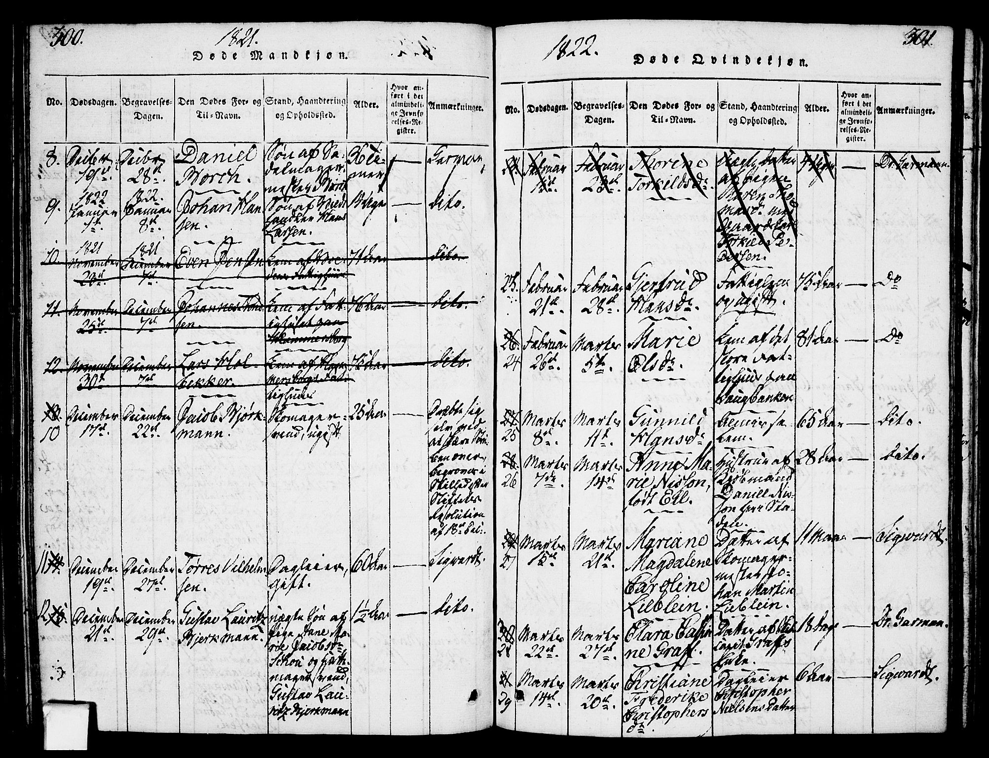 Oslo domkirke Kirkebøker, SAO/A-10752/F/Fa/L0007: Parish register (official) no. 7, 1817-1824, p. 300-301