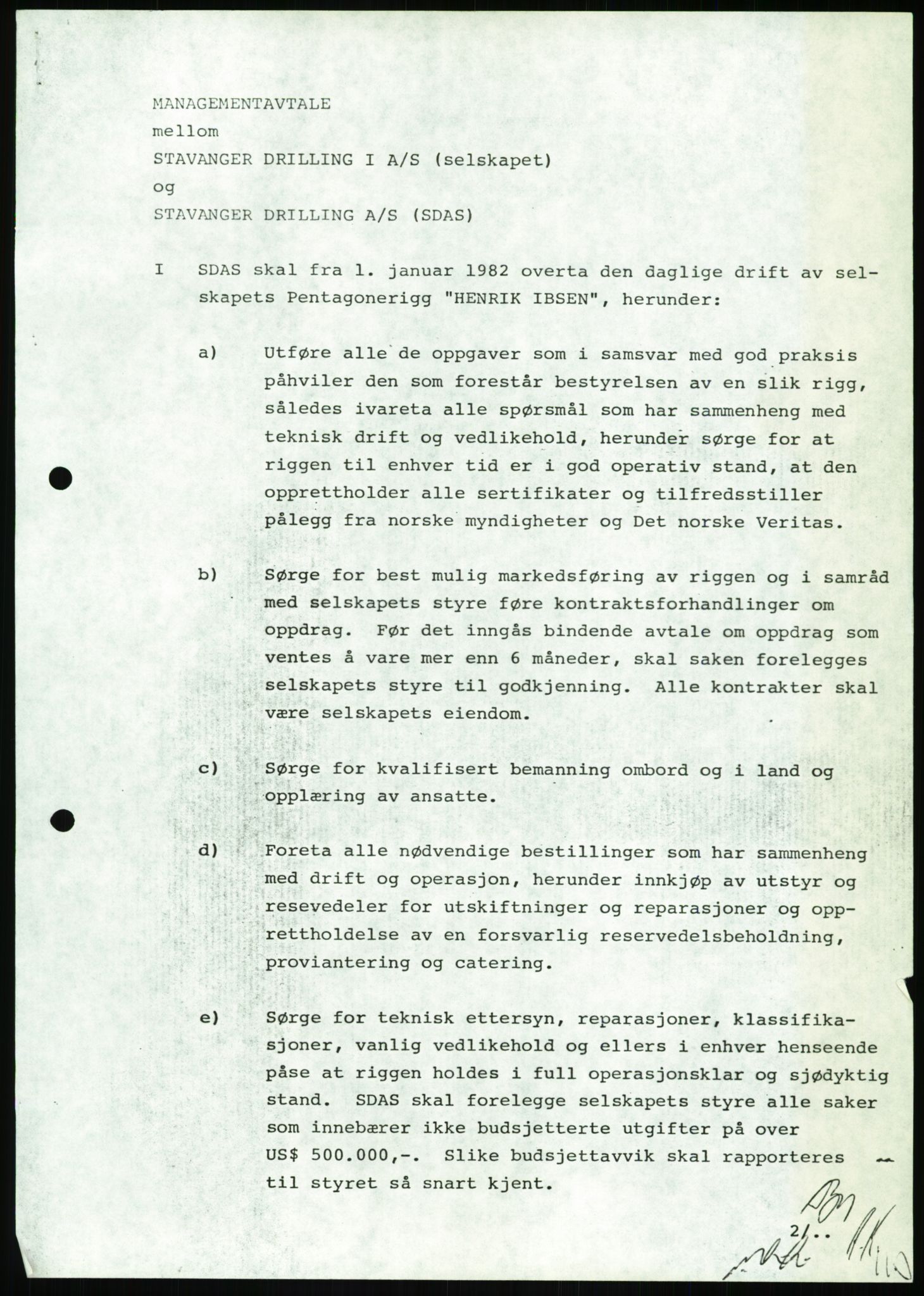 Pa 1503 - Stavanger Drilling AS, AV/SAST-A-101906/A/Ab/Abc/L0005: Styrekorrespondanse Stavanger Drilling I A/S, 1981-1985, p. 3