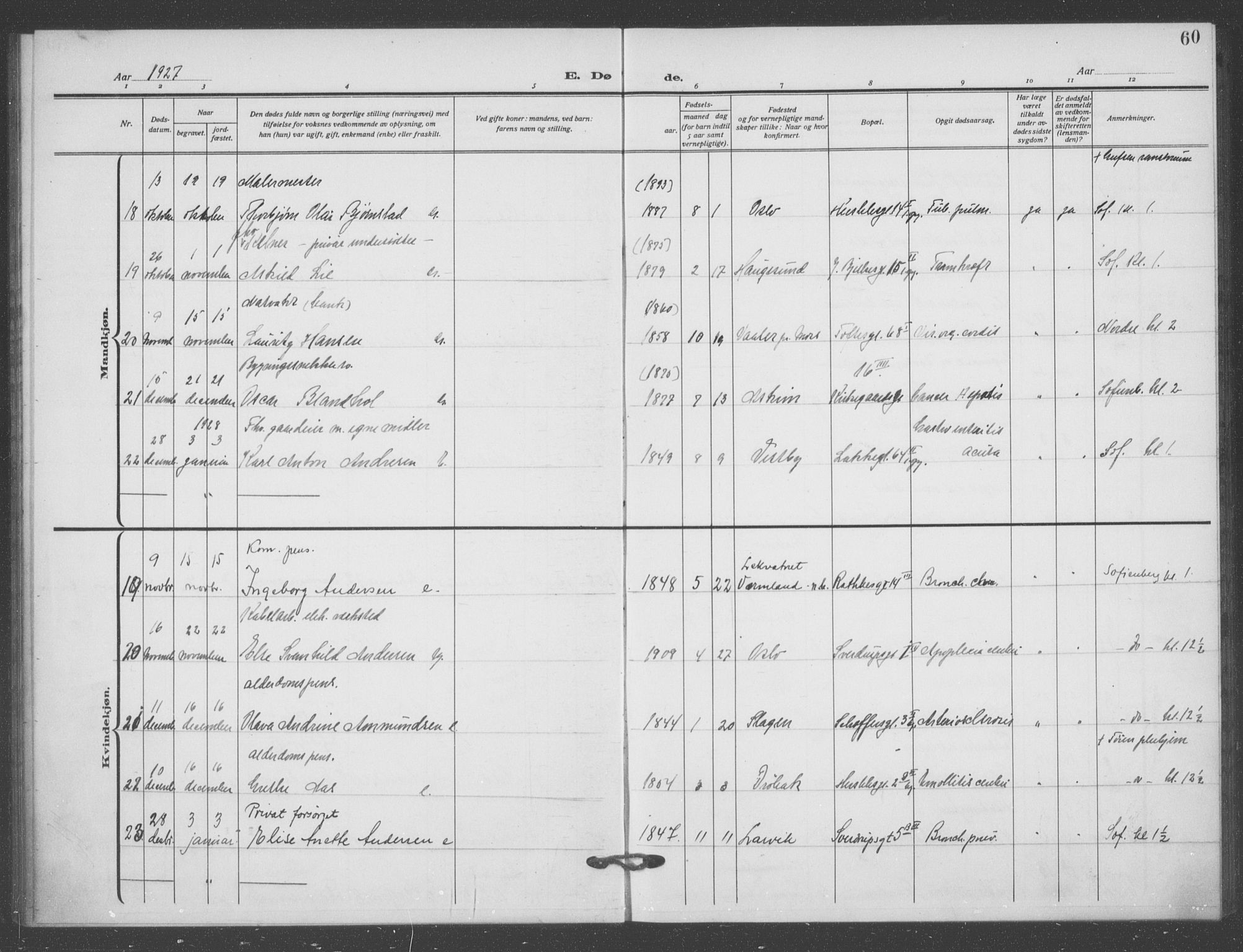 Matteus prestekontor Kirkebøker, AV/SAO-A-10870/F/Fa/L0004: Parish register (official) no. 4, 1917-1938, p. 60