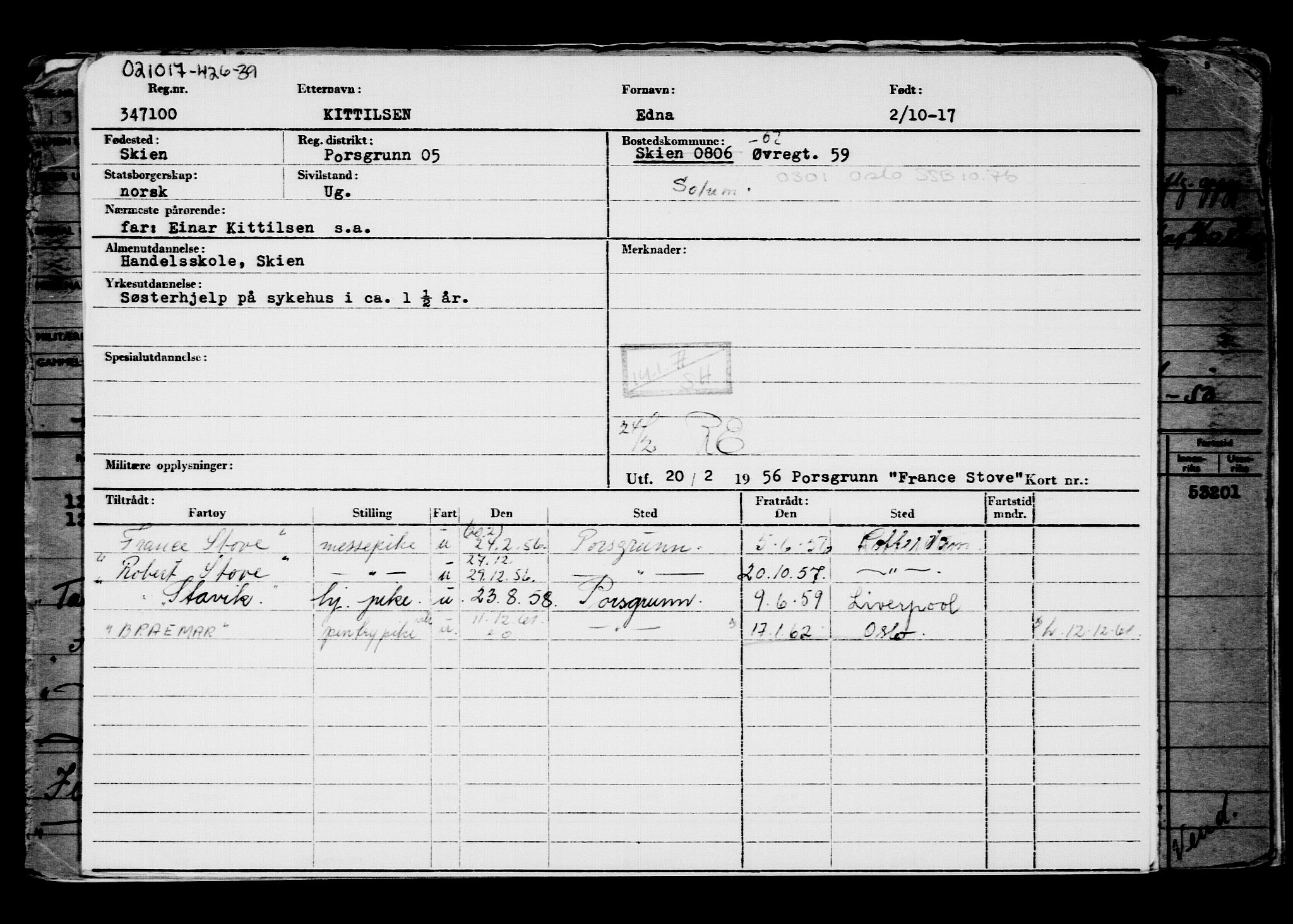 Direktoratet for sjømenn, AV/RA-S-3545/G/Gb/L0152: Hovedkort, 1917, p. 267