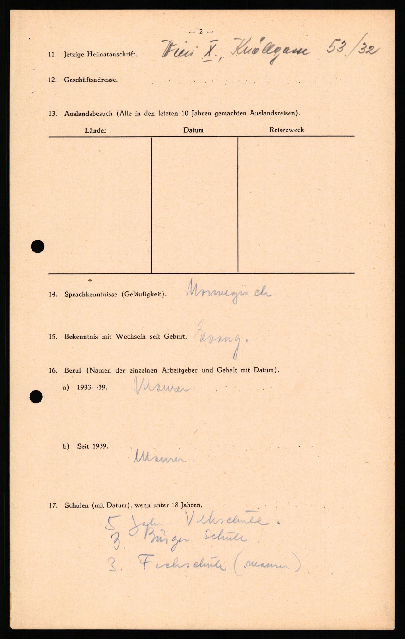 Forsvaret, Forsvarets overkommando II, AV/RA-RAFA-3915/D/Db/L0039: CI Questionaires. Tyske okkupasjonsstyrker i Norge. Østerrikere., 1945-1946, p. 435