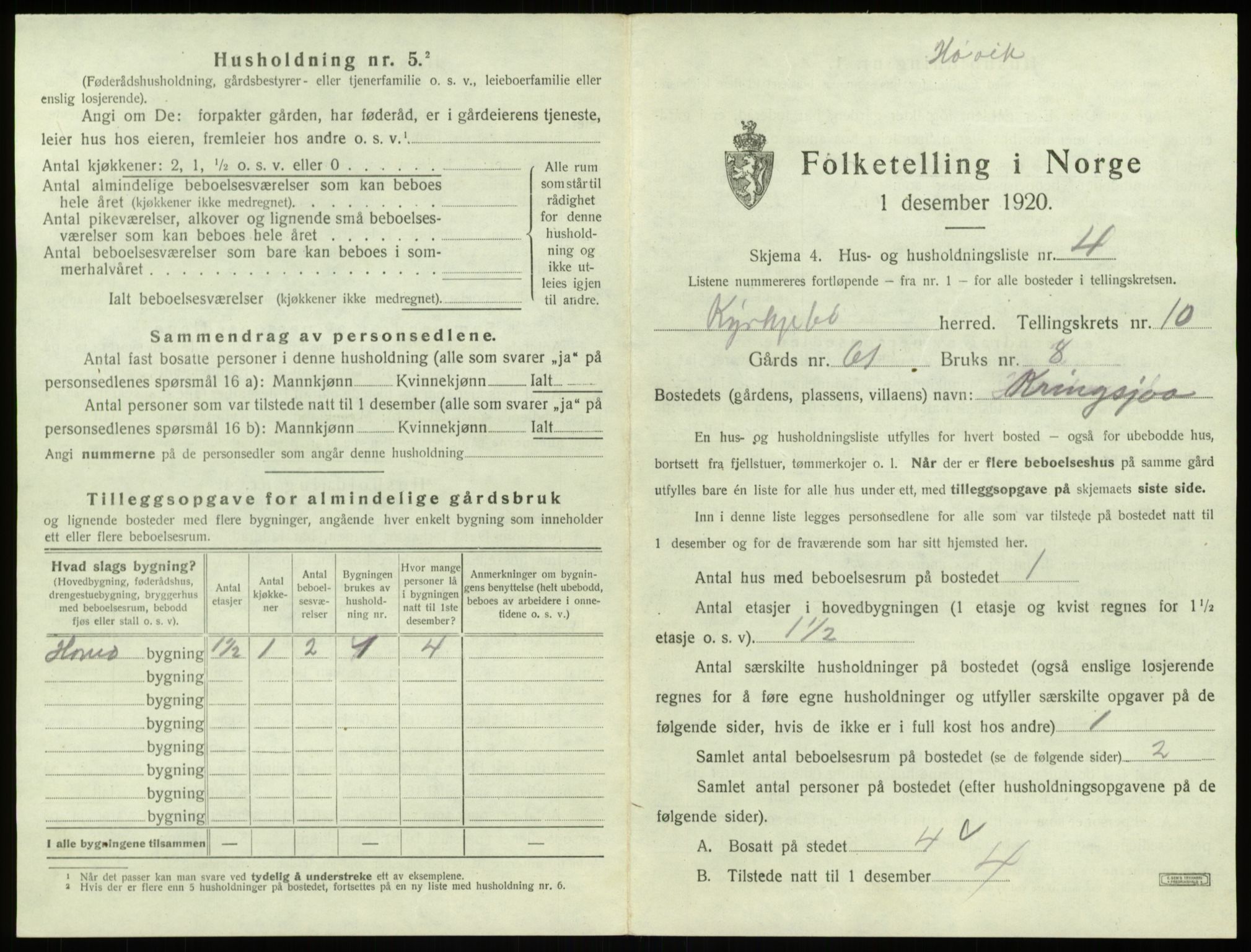 SAB, 1920 census for Kyrkjebø, 1920, p. 678