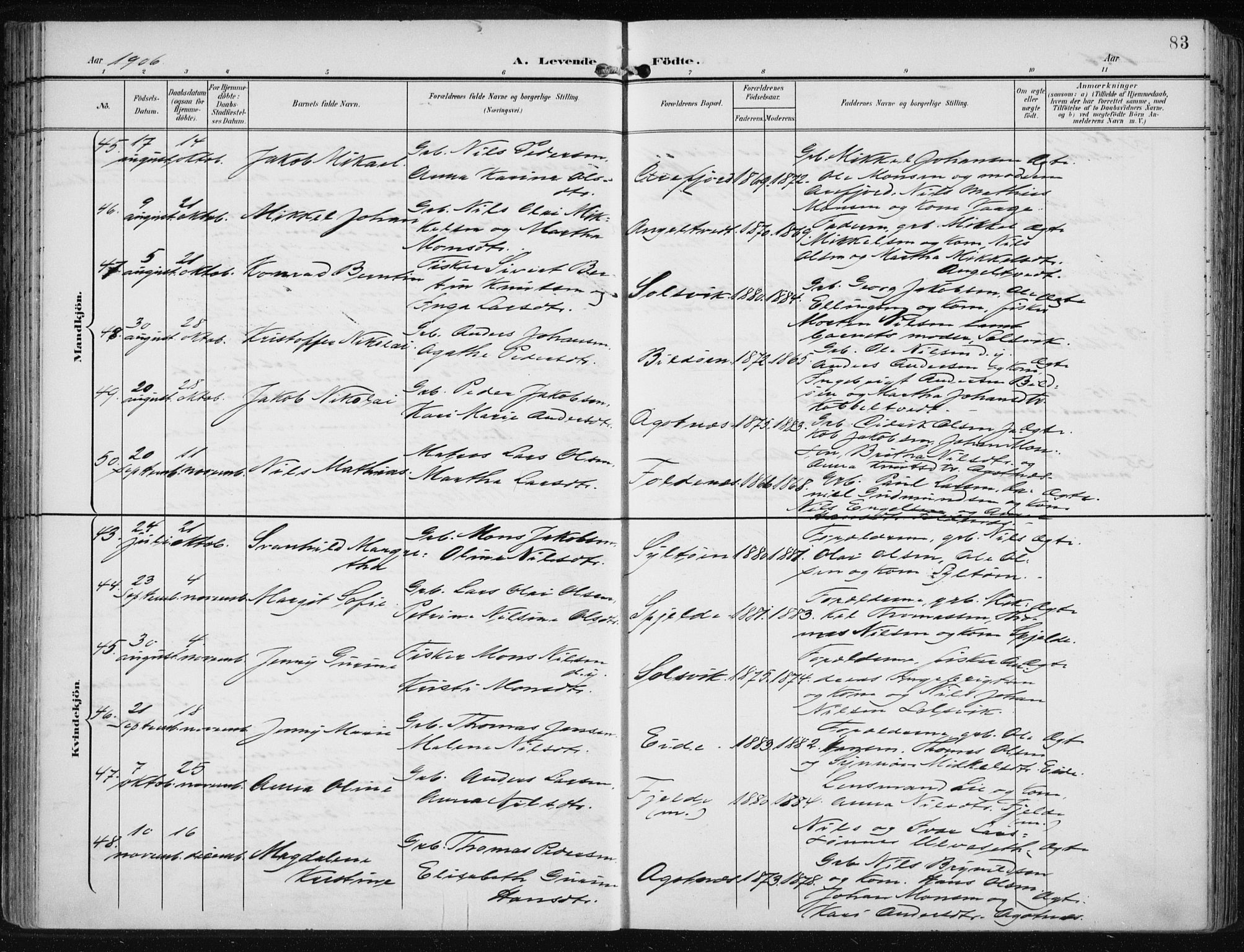 Fjell sokneprestembete, SAB/A-75301/H/Haa: Parish register (official) no. A  9, 1899-1910, p. 83