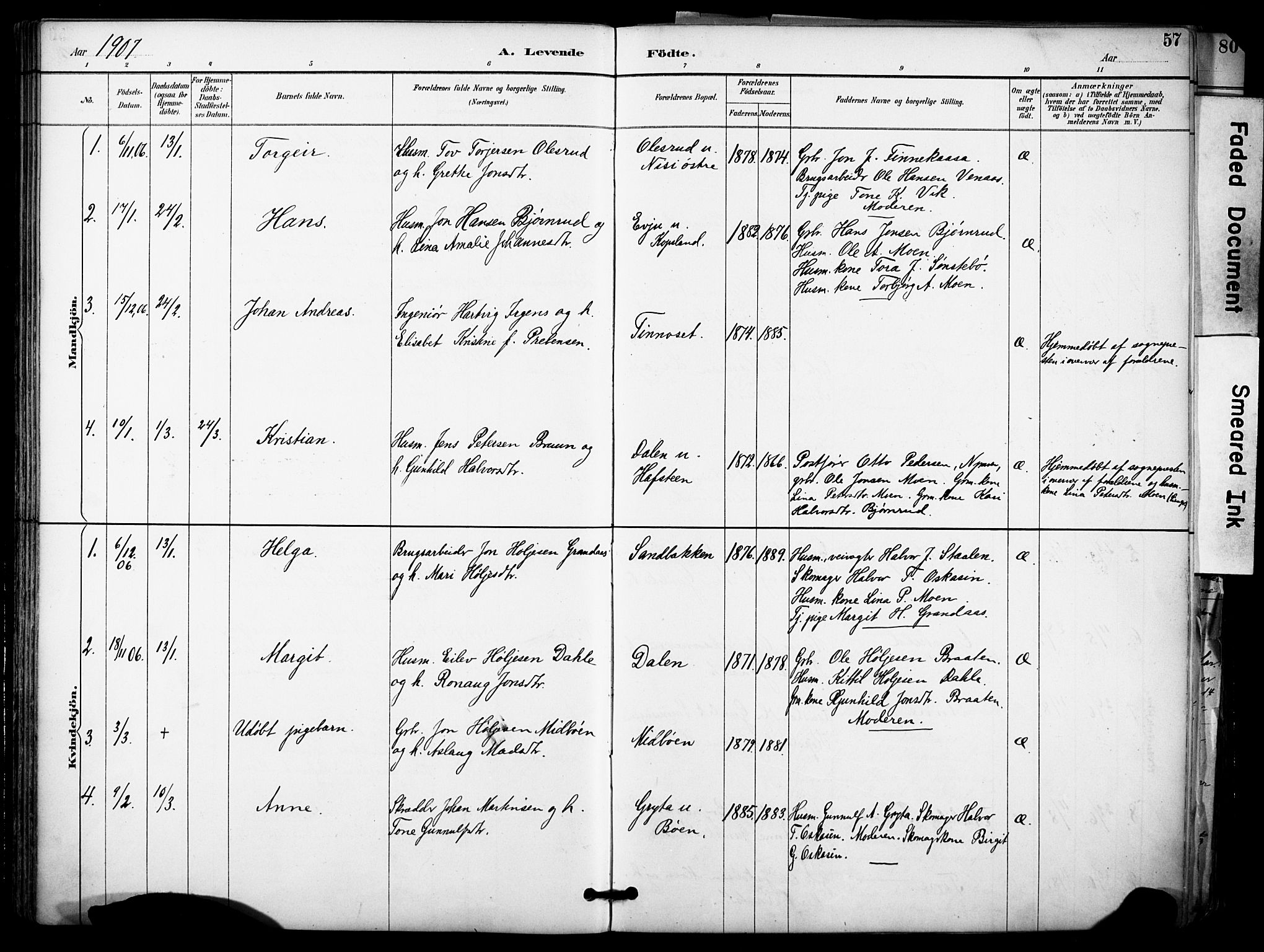 Gransherad kirkebøker, SAKO/A-267/F/Fa/L0005: Parish register (official) no. I 5, 1887-1916, p. 57