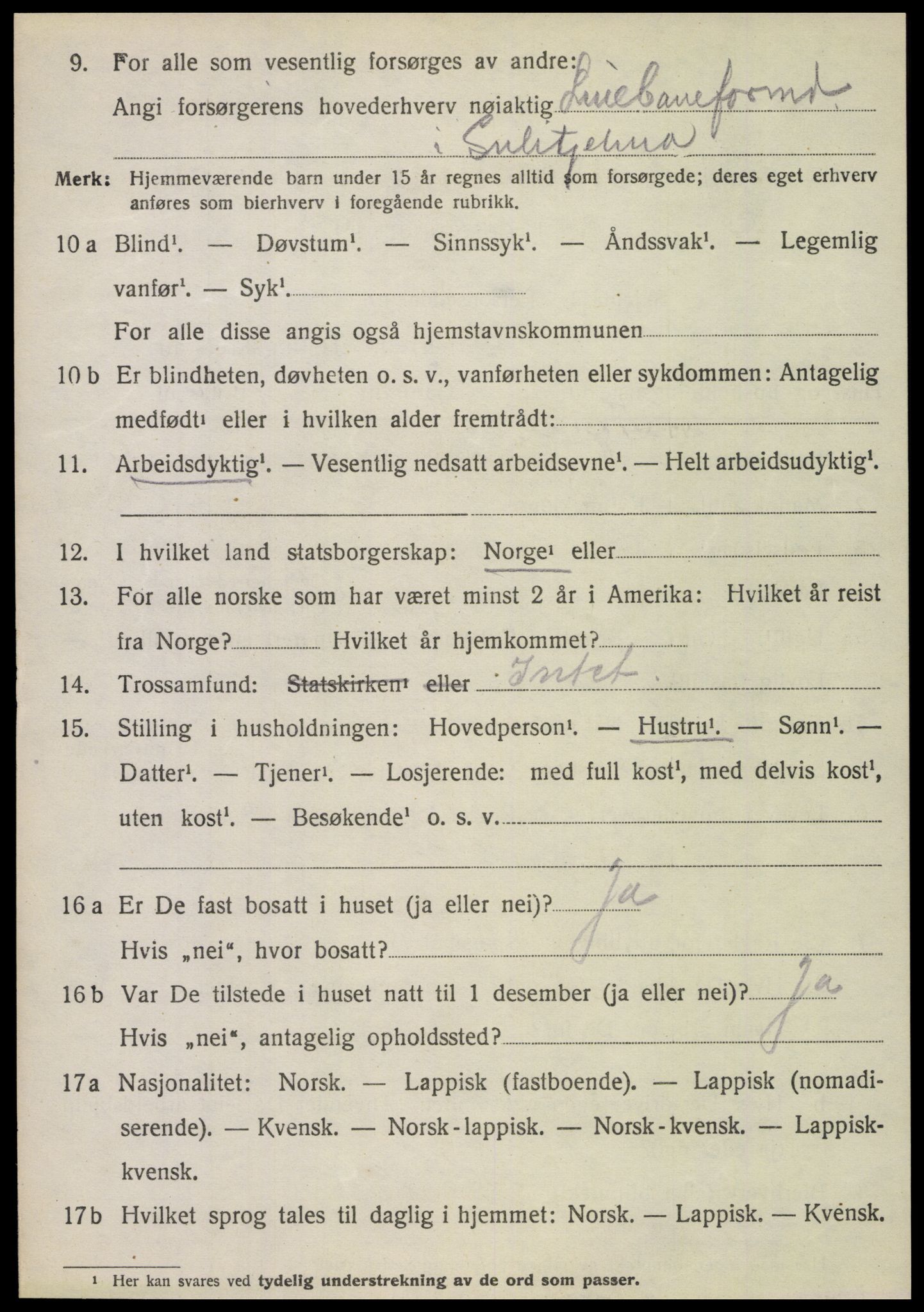 SAT, 1920 census for Fauske, 1920, p. 6075