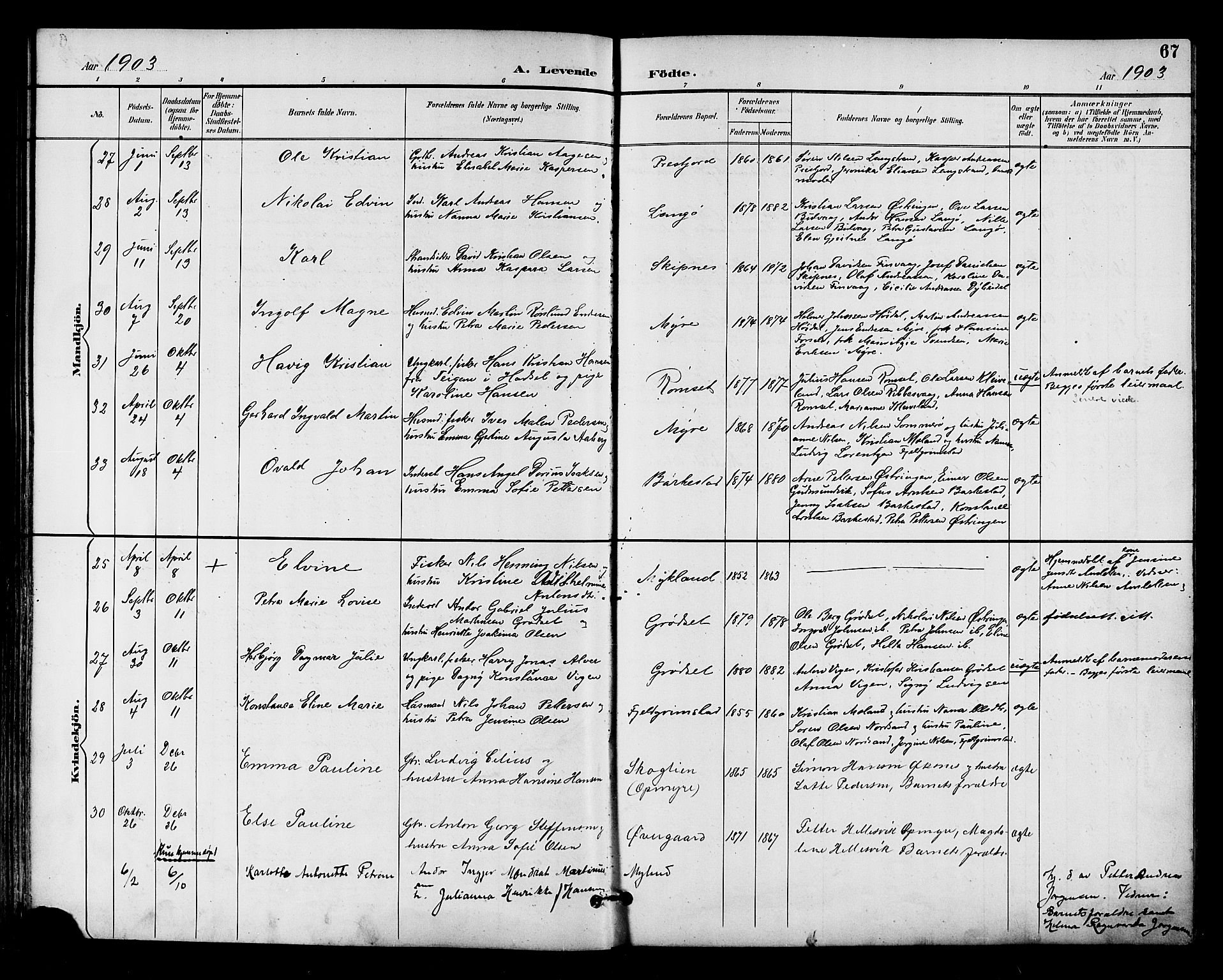 Ministerialprotokoller, klokkerbøker og fødselsregistre - Nordland, AV/SAT-A-1459/893/L1338: Parish register (official) no. 893A10, 1894-1903, p. 67