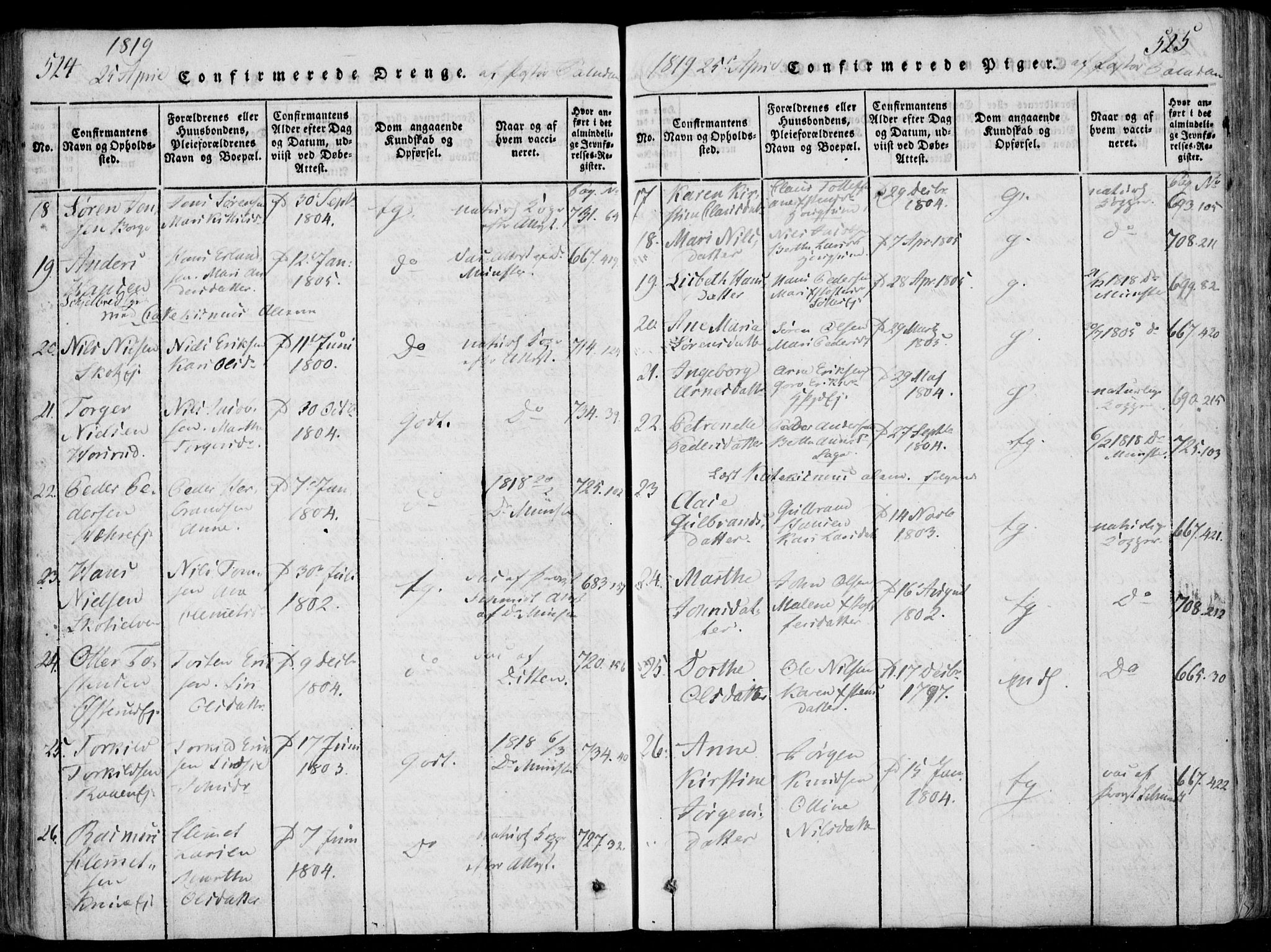 Eiker kirkebøker, AV/SAKO-A-4/F/Fa/L0011: Parish register (official) no. I 11, 1814-1827, p. 524-525