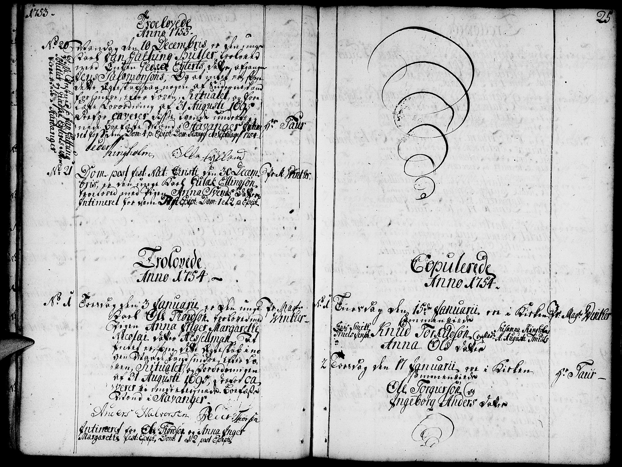 Domkirken sokneprestkontor, SAST/A-101812/001/30/30BA/L0004: Parish register (official) no. A 4, 1744-1782, p. 25