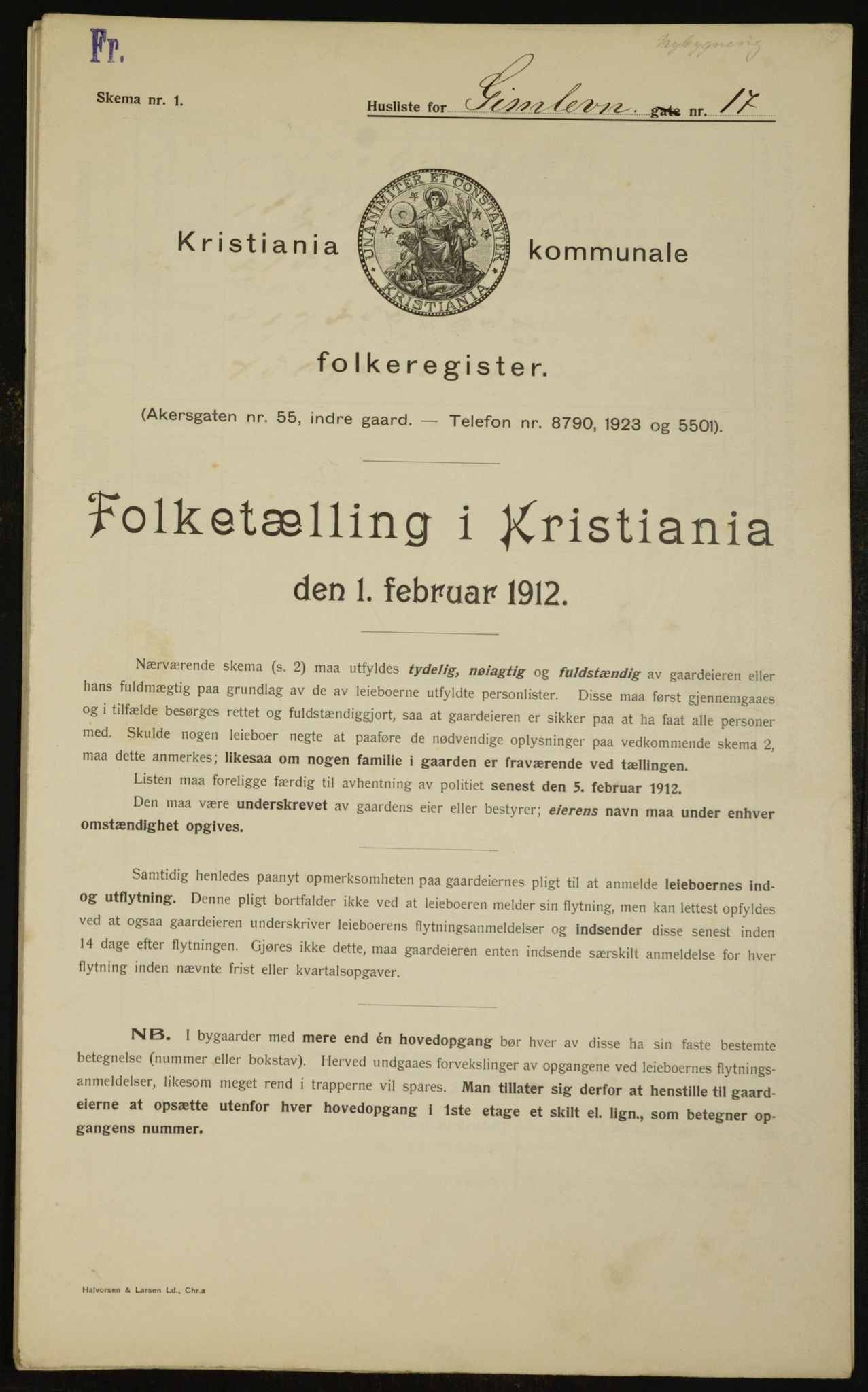 OBA, Municipal Census 1912 for Kristiania, 1912, p. 28991