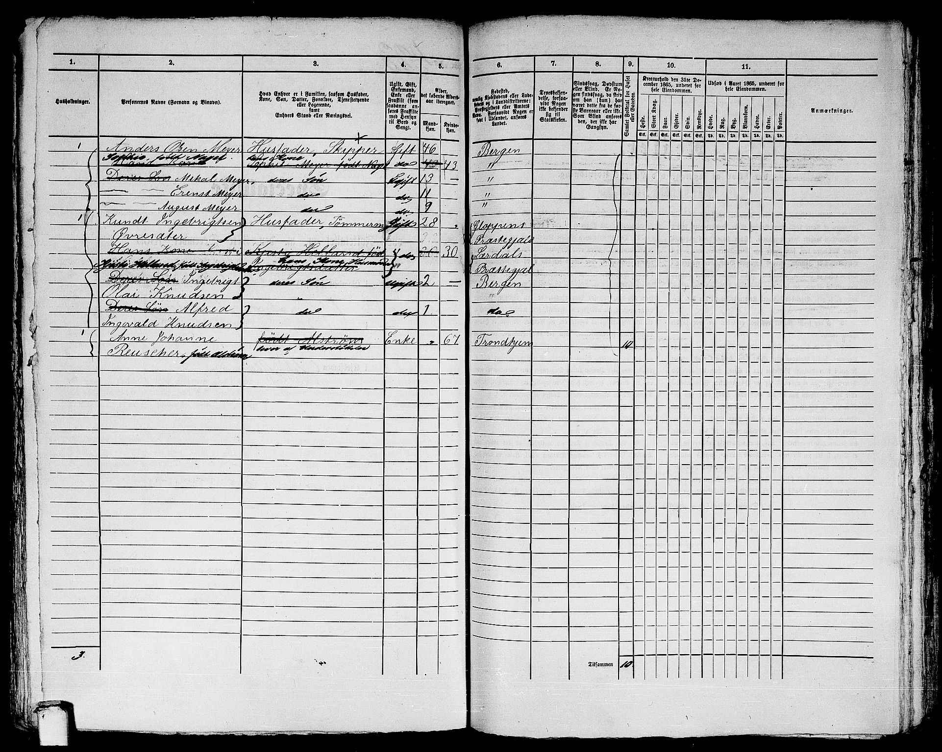 RA, 1865 census for Bergen, 1865, p. 904