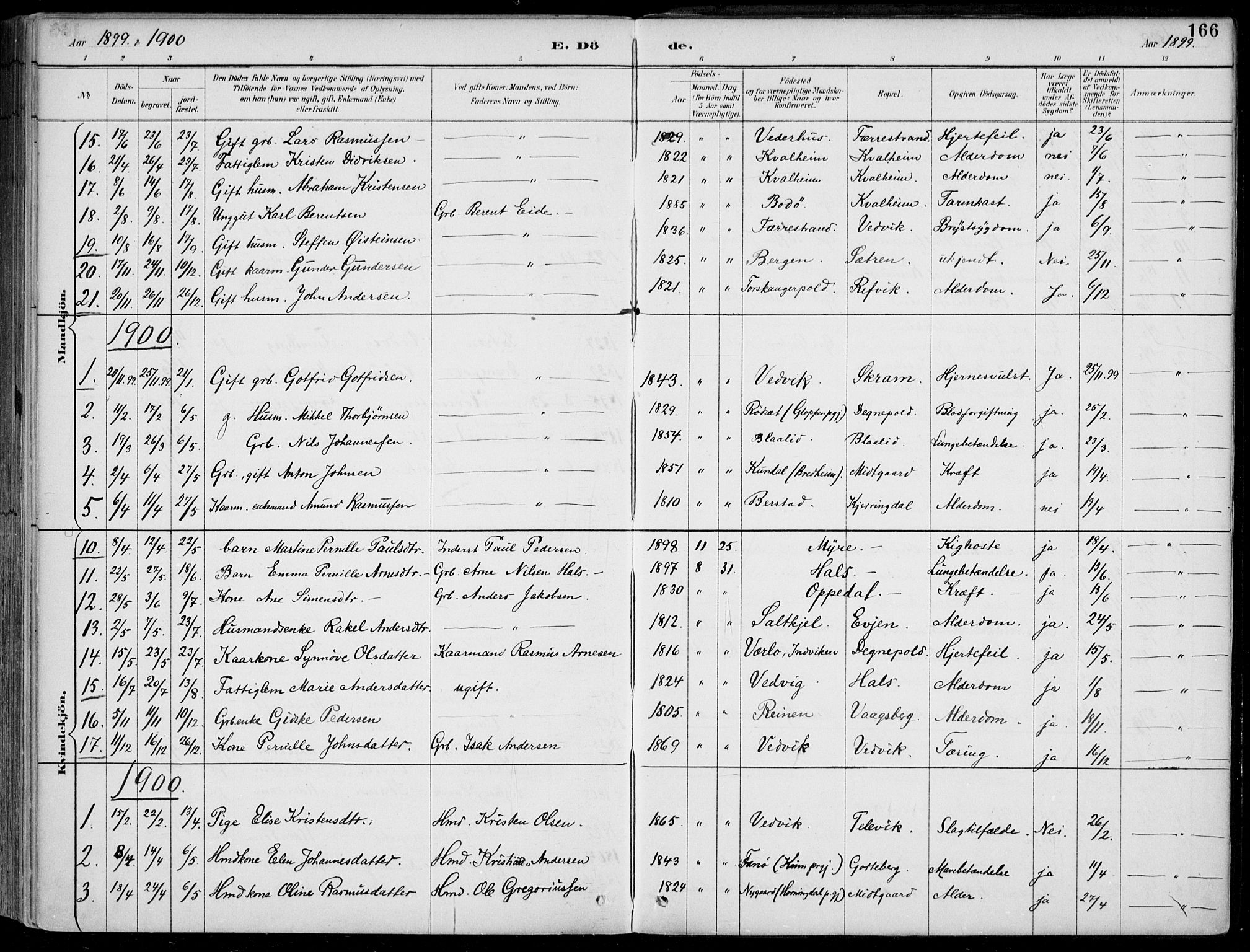 Selje sokneprestembete, AV/SAB-A-99938/H/Ha/Haa/Haac/L0002: Parish register (official) no. C  2, 1889-1904, p. 166