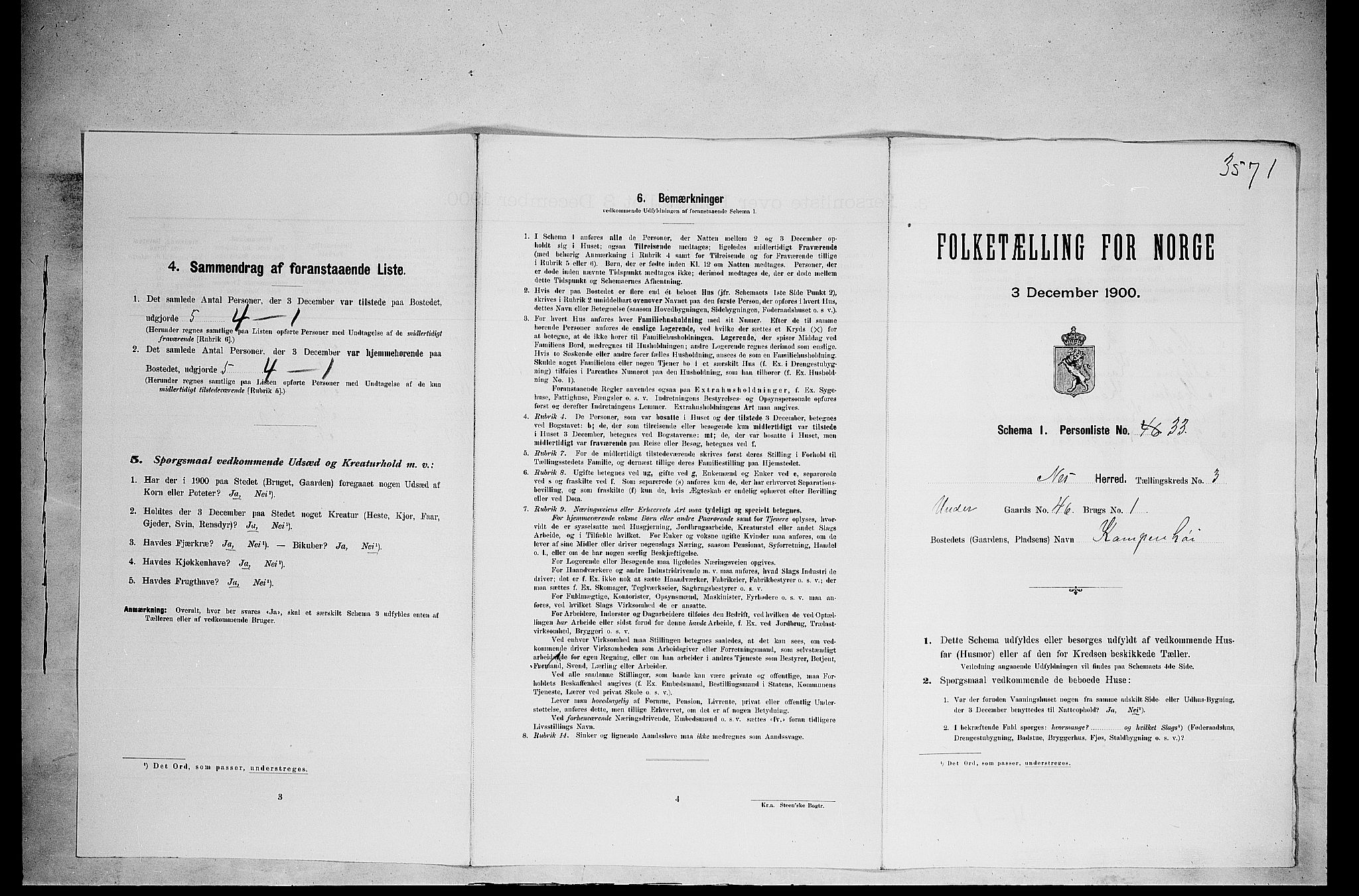 SAH, 1900 census for Nes, 1900, p. 498