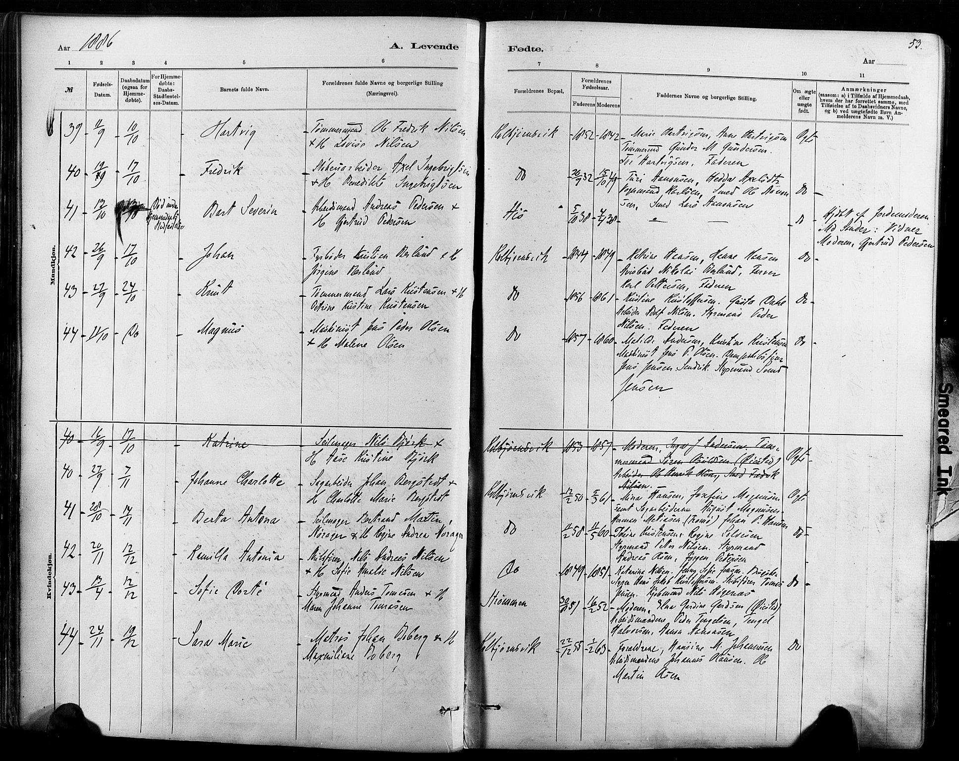 Hisøy sokneprestkontor, AV/SAK-1111-0020/F/Fa/L0003: Parish register (official) no. A 3, 1881-1894, p. 53
